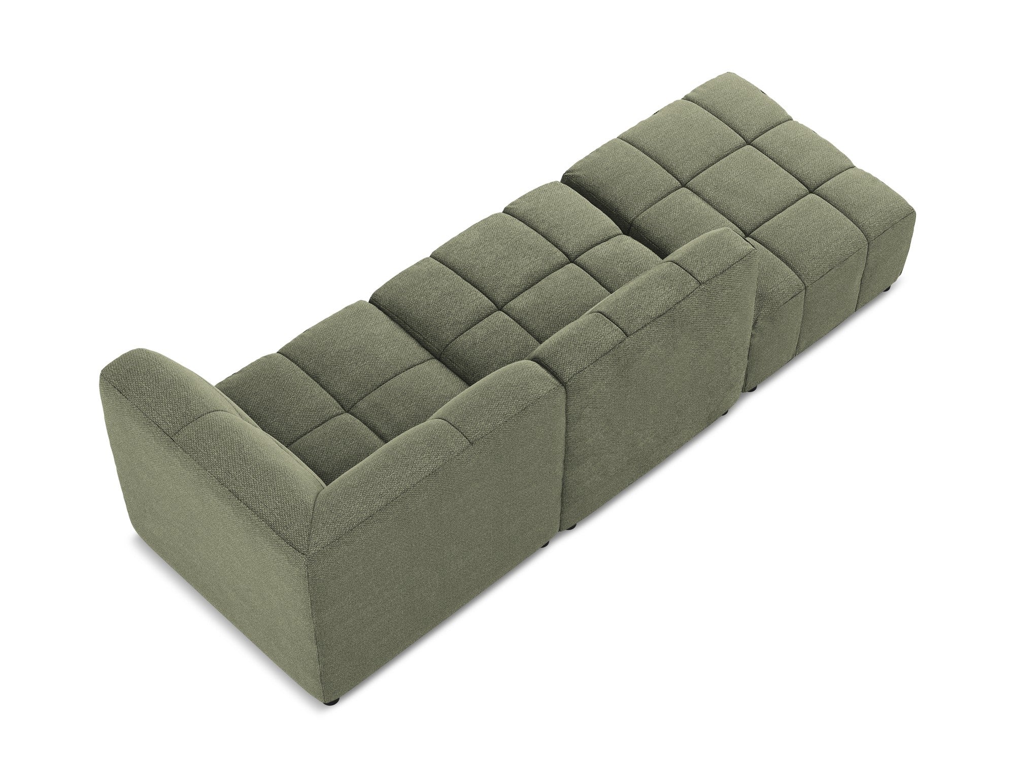 Modulares Sofa mit offener rechter Seite, 3-Sitzer ALOHA in olivgrünem Boucle