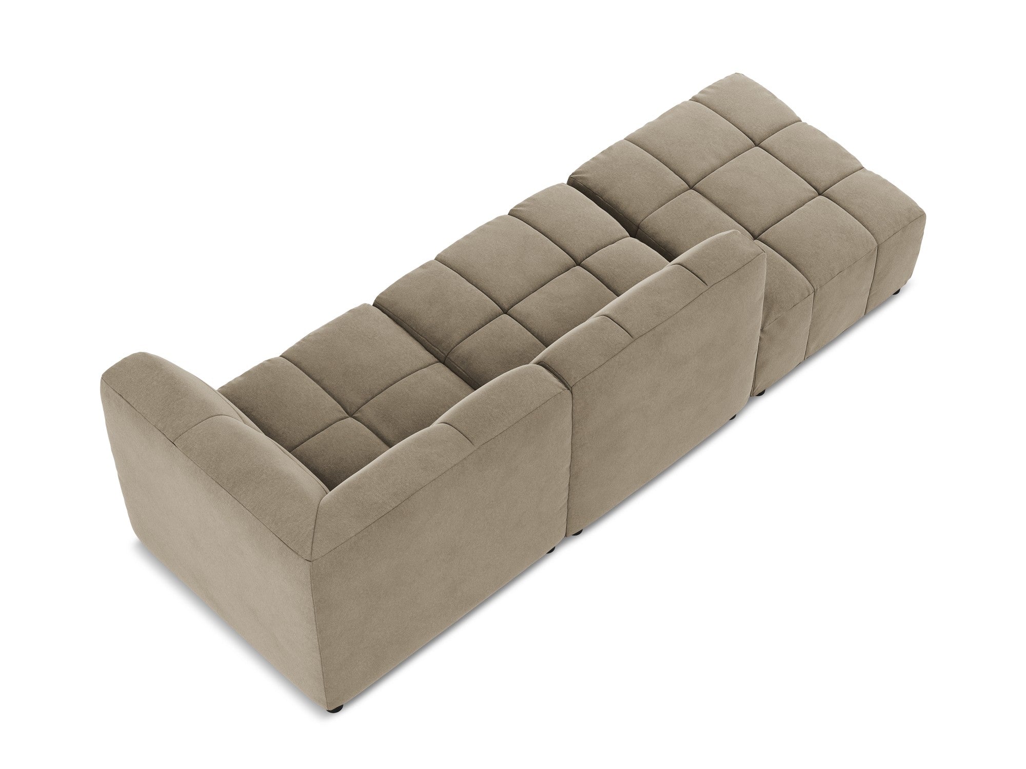Beige Right-Open Velvet Modular Sofa for 3 People ALOHA