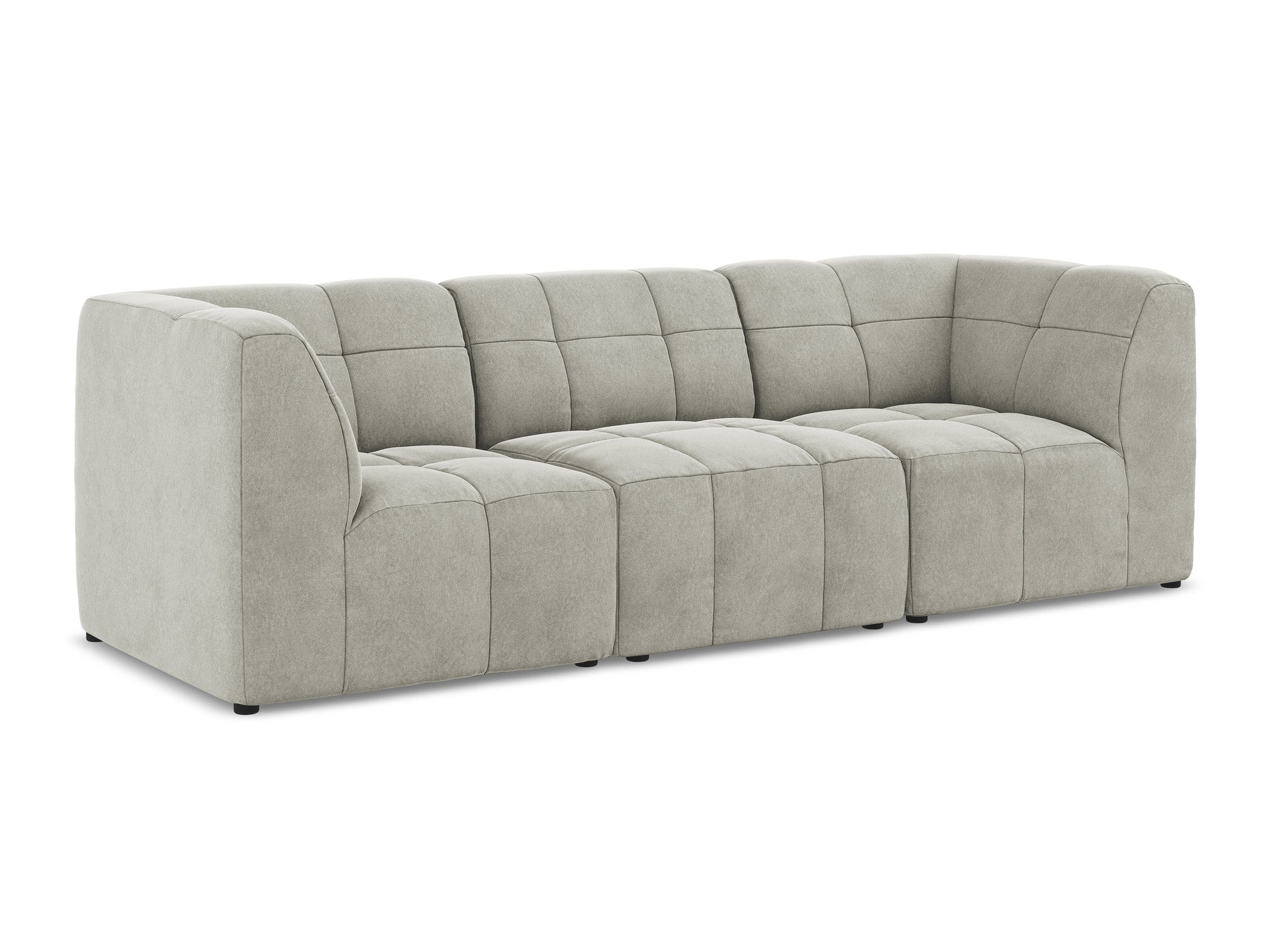 3-seater velvet modular sofa ALOHA light gray