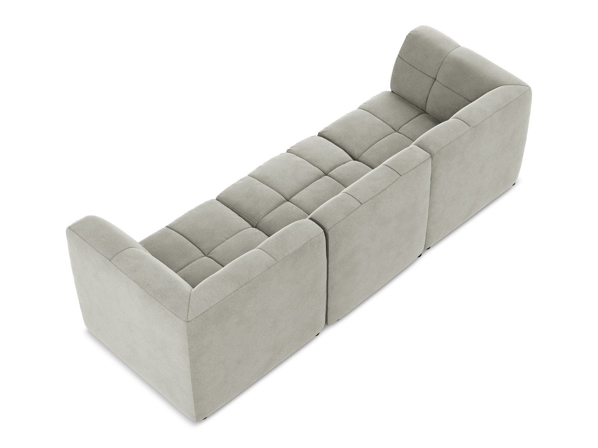 3-seater velvet modular sofa ALOHA light gray