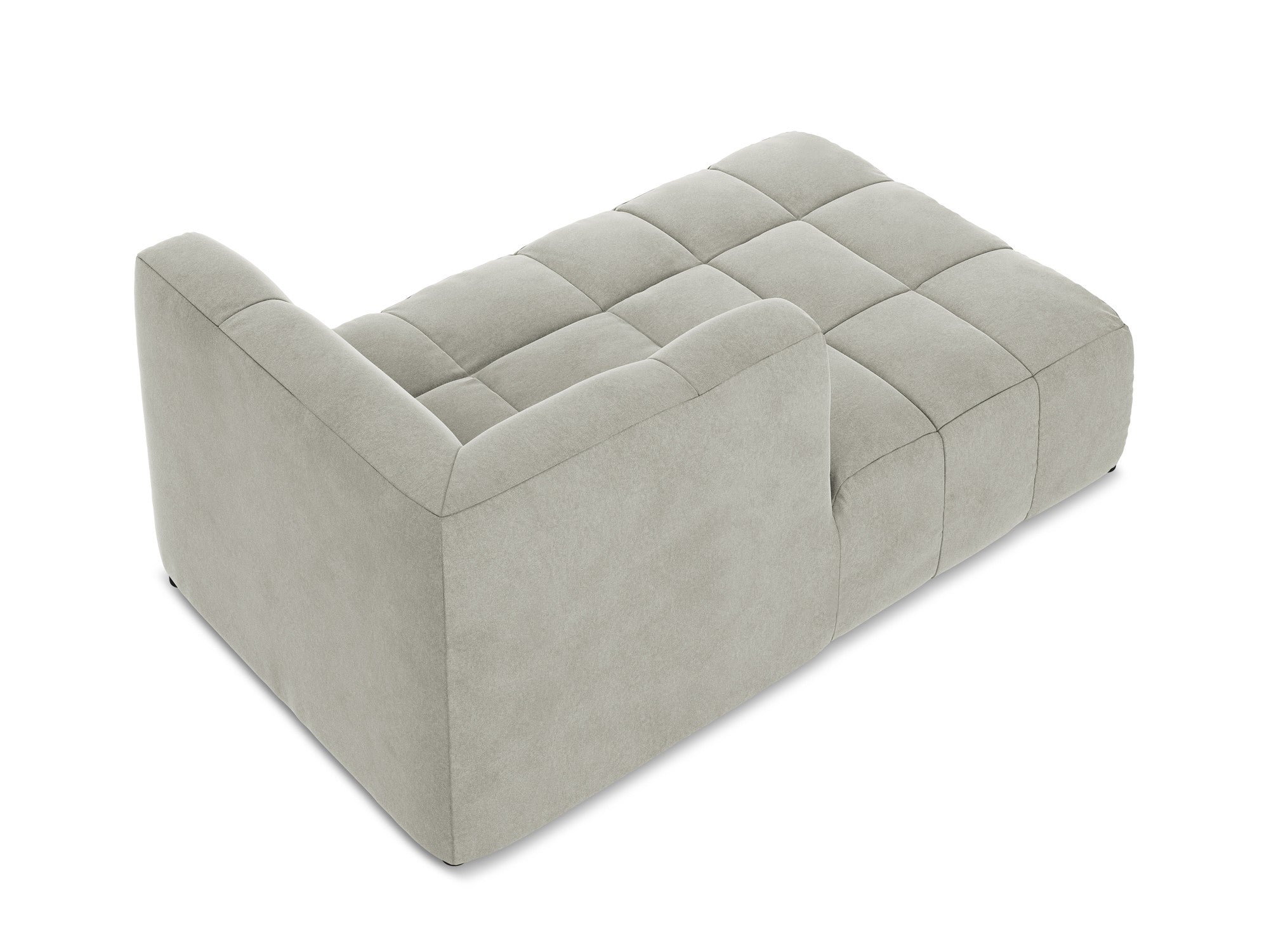 Szezlong linkszijdig van fluweel ALOHA lichtgrijs