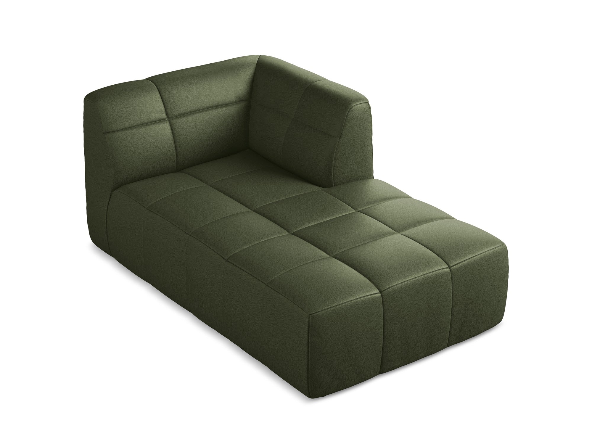 Right-facing chaise lounge ALOHA dark green faux leather