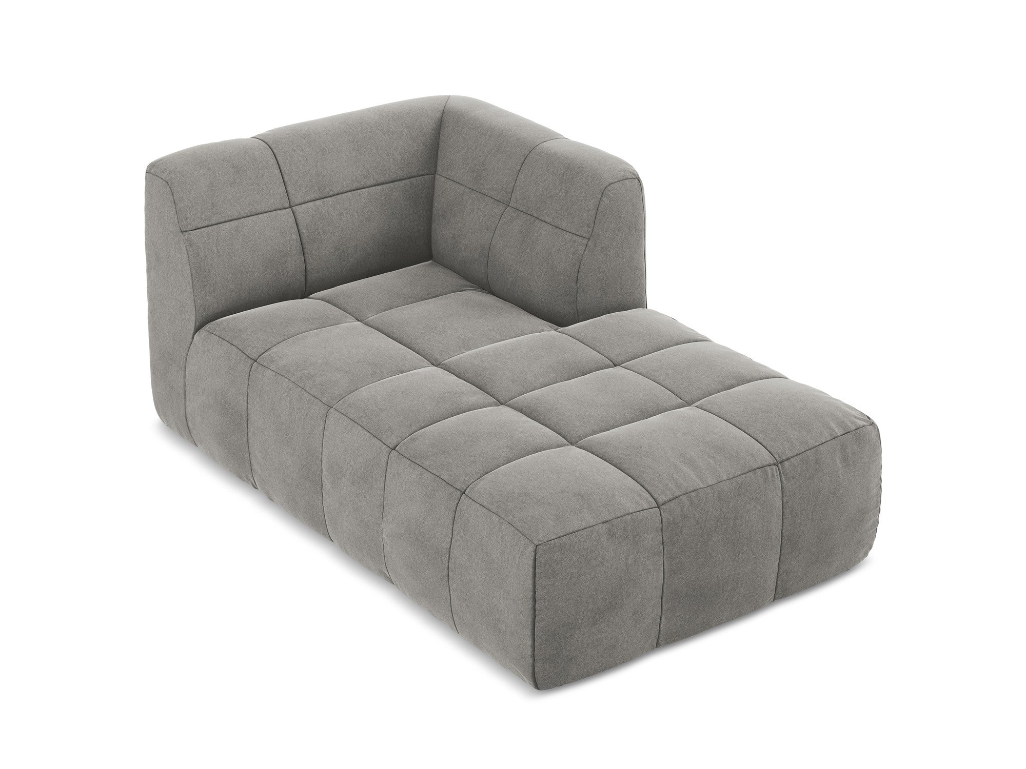 Rechtsseitiger Samt-Szezlong ALOHA grau