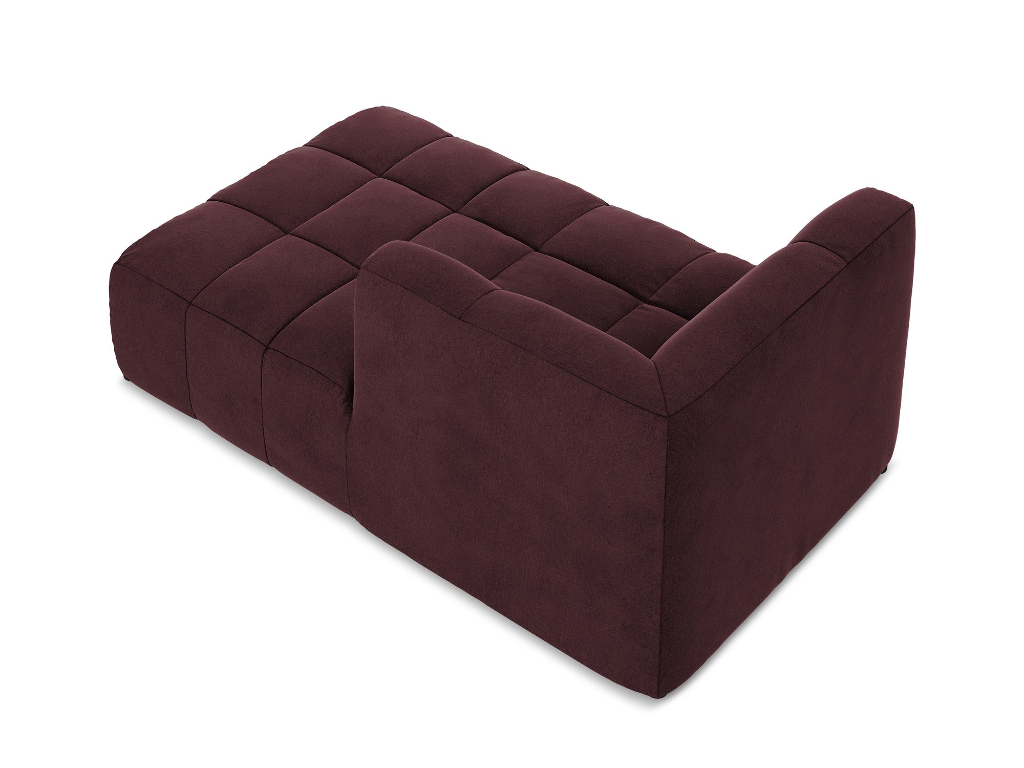 Rechthoekige chaise longue van fluweel ALOHA bordeauxrood