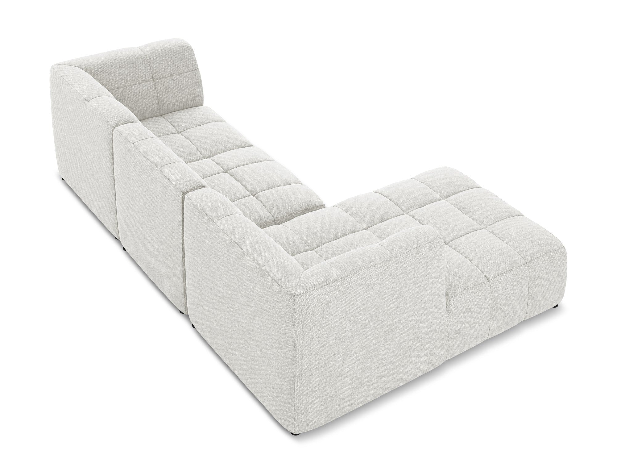 Modularer, linksseitiger 3-Sitzer ALOHA in weißem Boucle