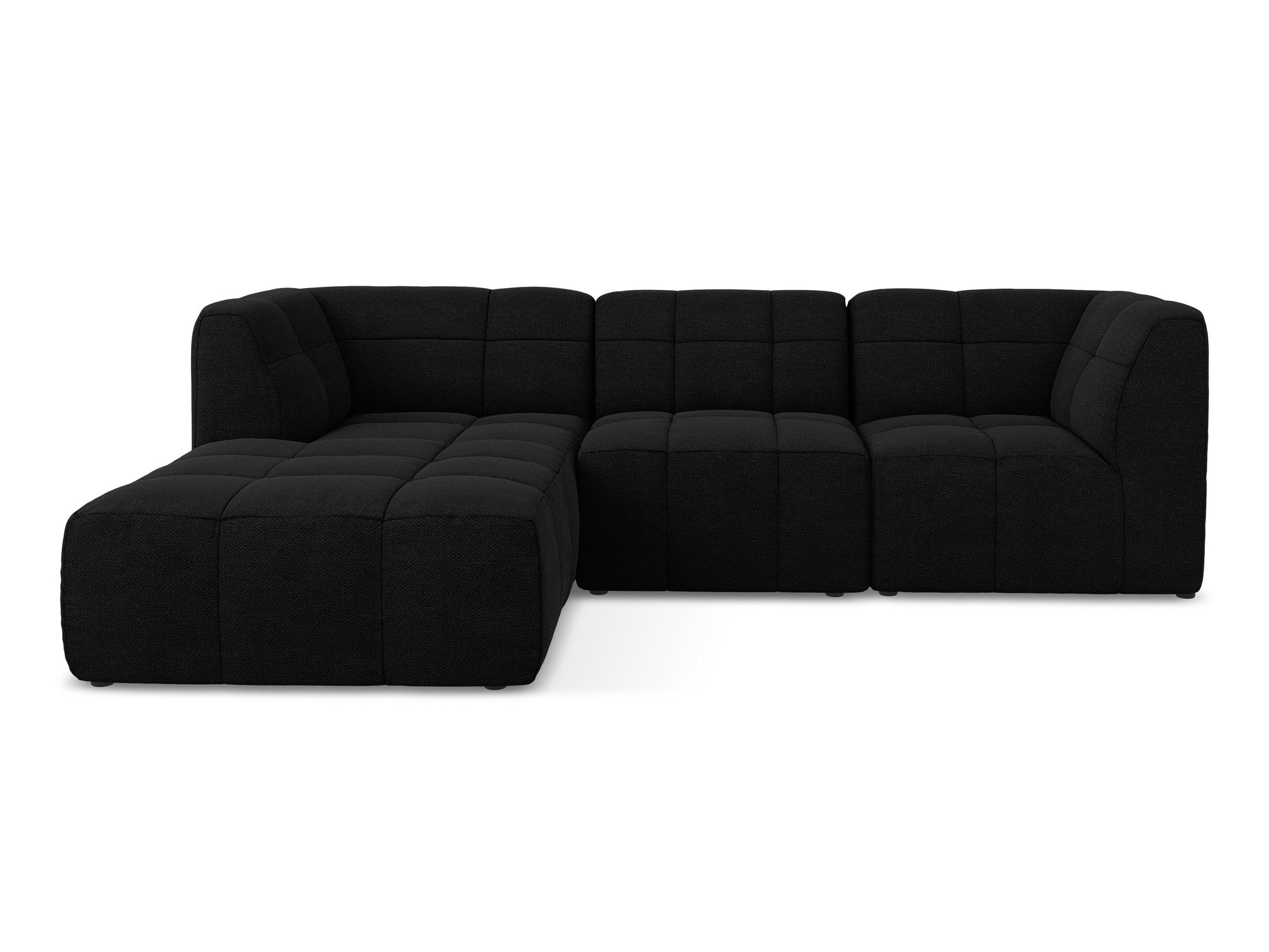 Modularer linksseitiger 3-Sitzer ALOHA in schwarzem Boucle
