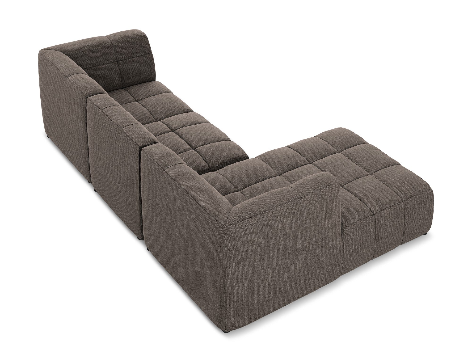 Modularer linksseitiger 3-Sitzer ALOHA in schokoladenfarbener Boucle