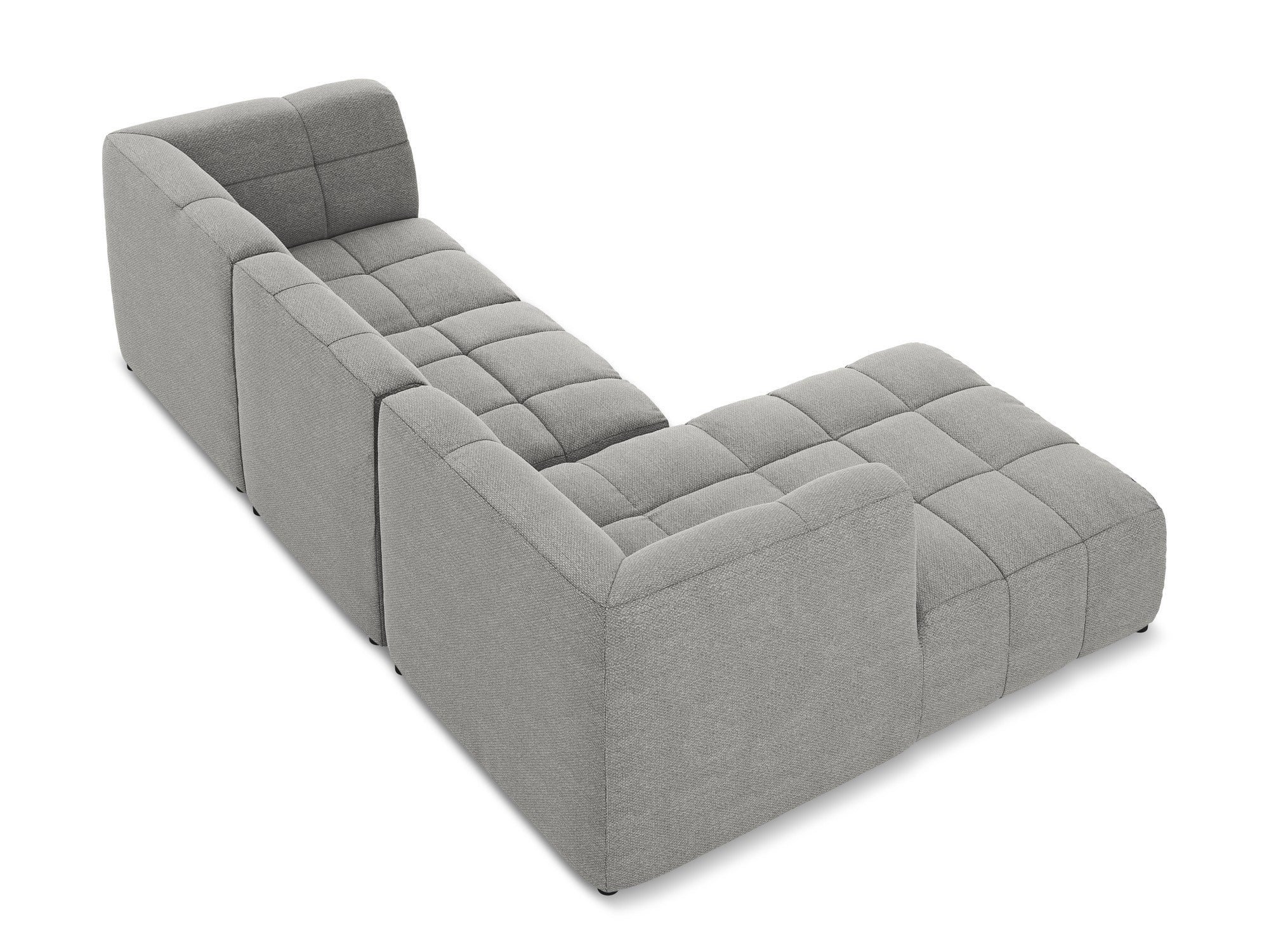 Modularer, linksseitiger 3-Sitzer ALOHA in hellgrauem Boucle