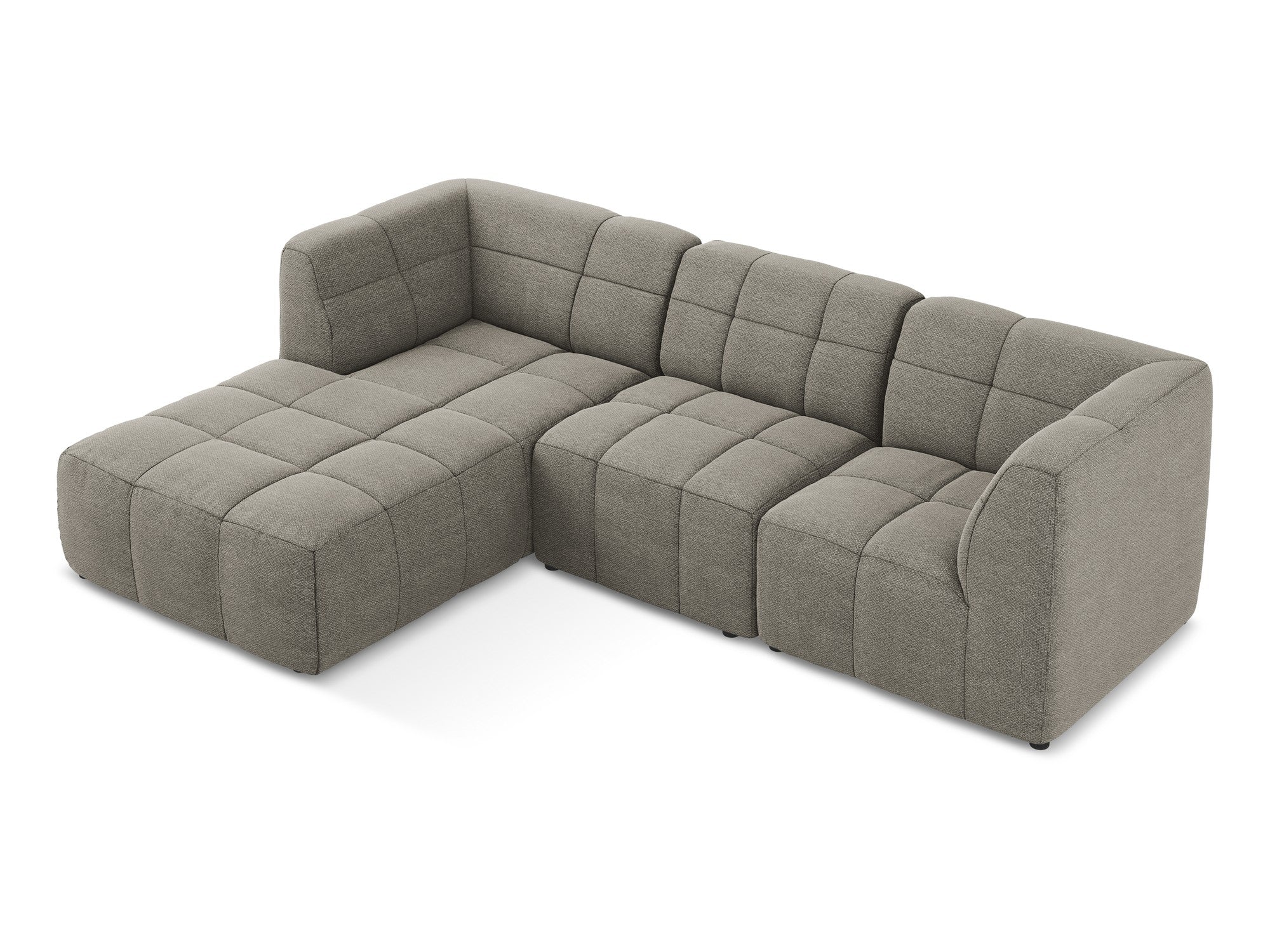 Modularer, linksseitiger 3-Sitzer ALOHA in grauem Boucle