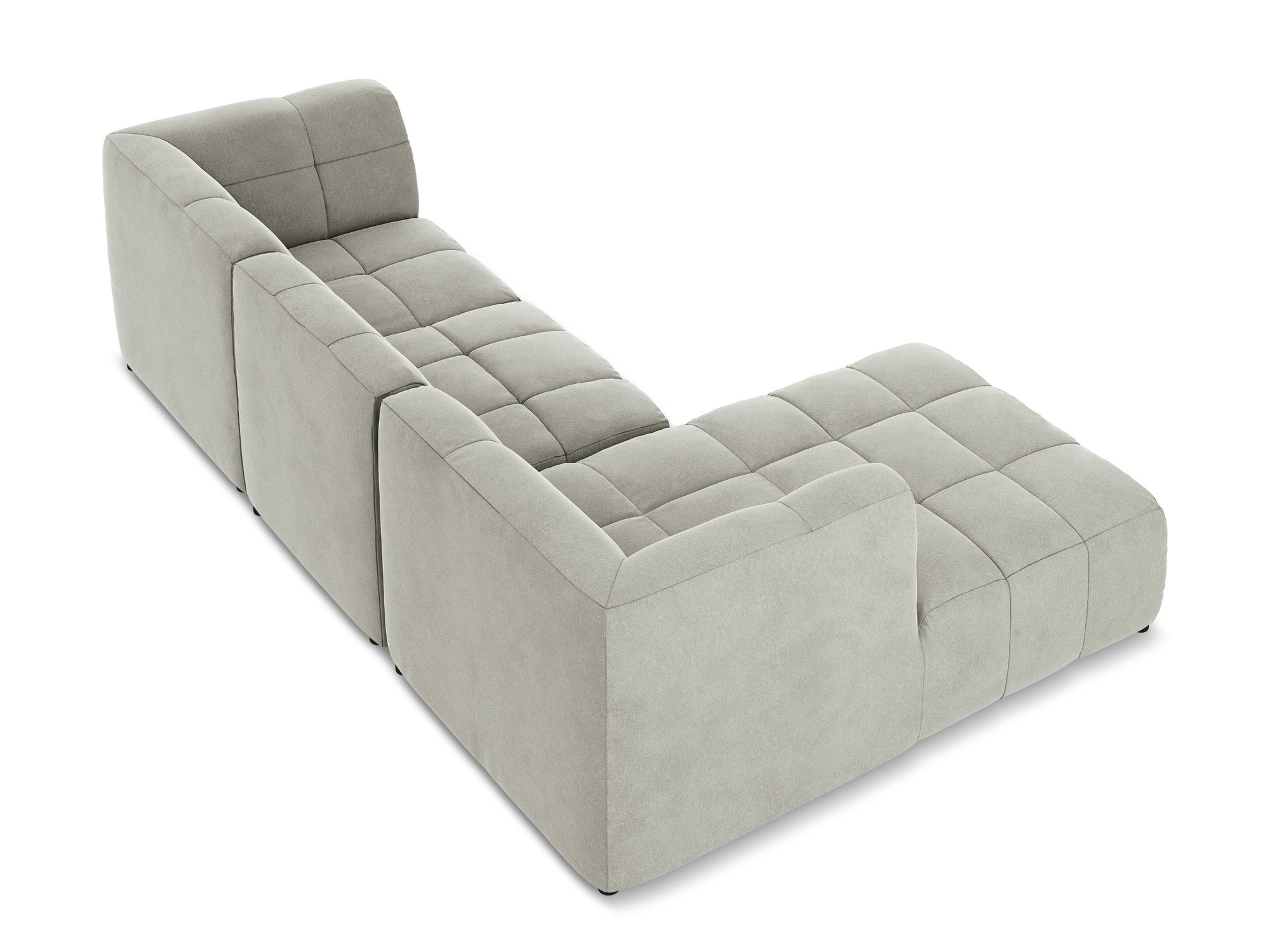 Modularer Samt-Ecksofa linksseitig 3-sitzig ALOHA hellgrau