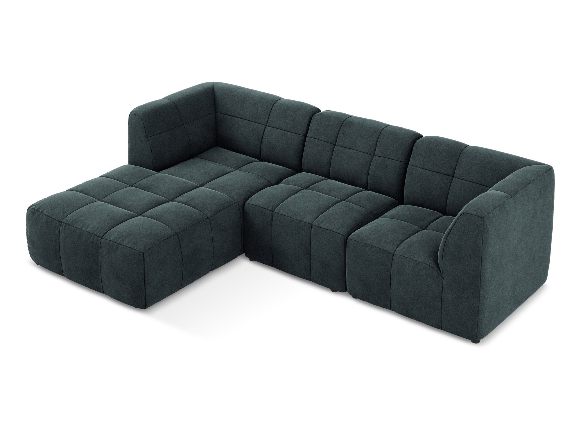 Left-facing velvet modular sofa for 3 people ALOHA in sea green
