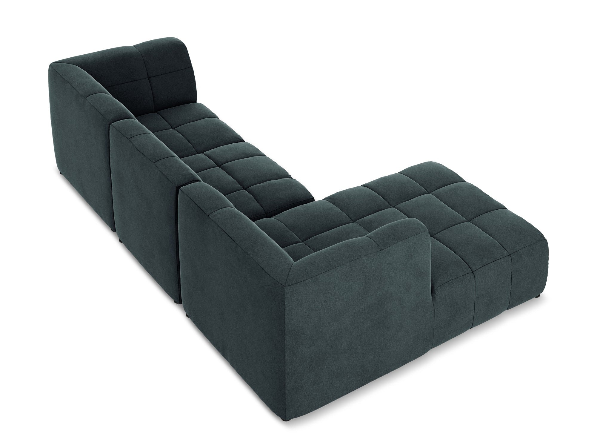 Left-facing velvet modular sofa for 3 people ALOHA in sea green