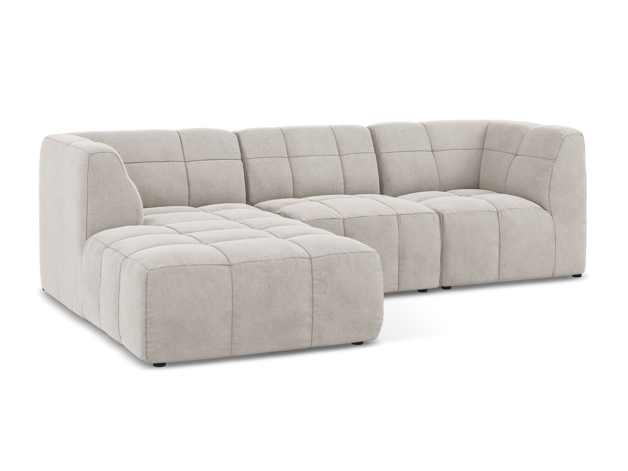 Left-facing modular velvet sofa for 3 people ALOHA light beige