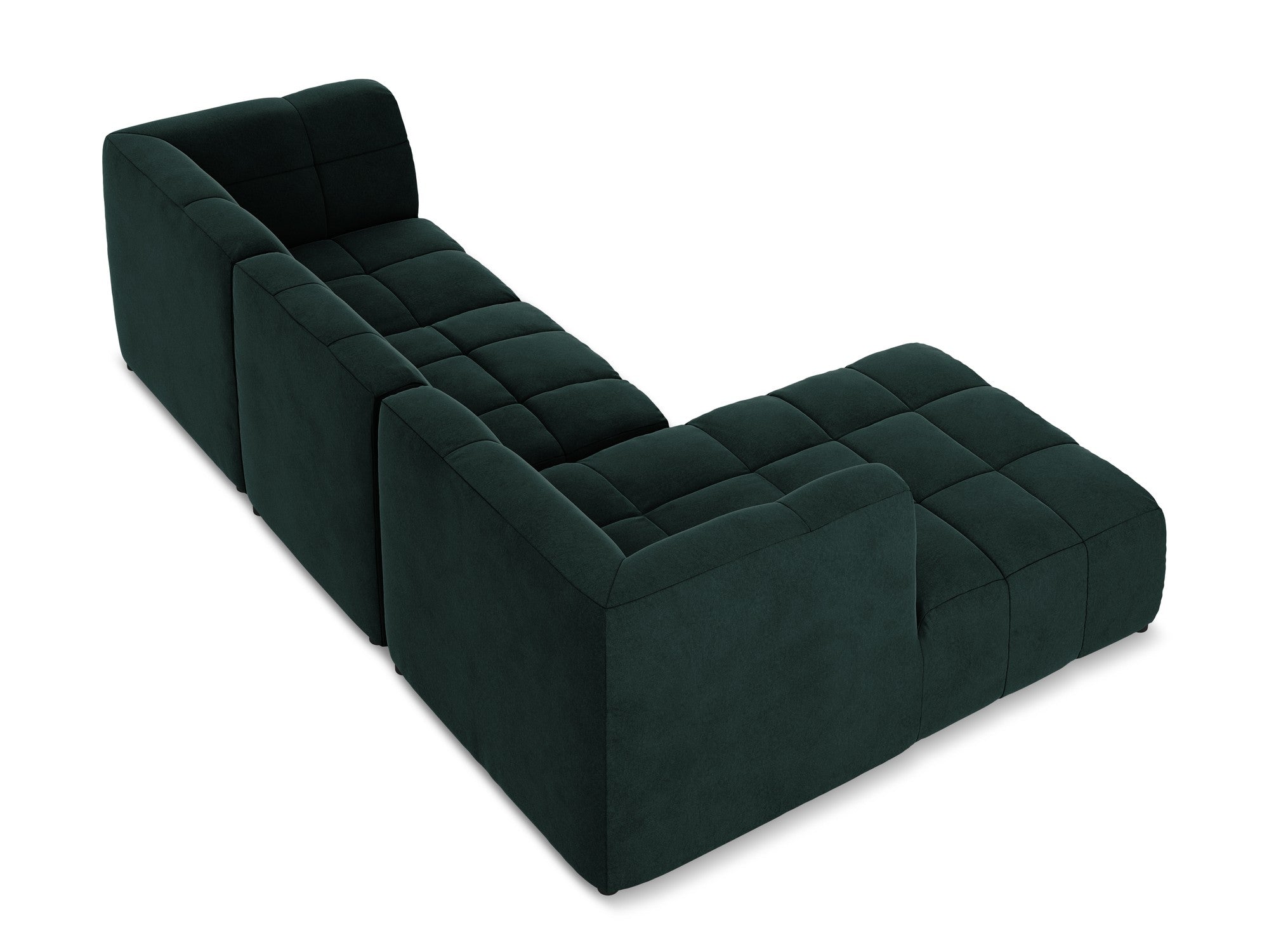 Left-facing velvet modular sofa for 3 people ALOHA in gray-green