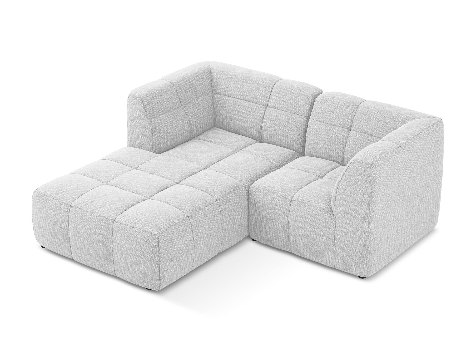 Left-facing modular loveseat ALOHA silver boucle