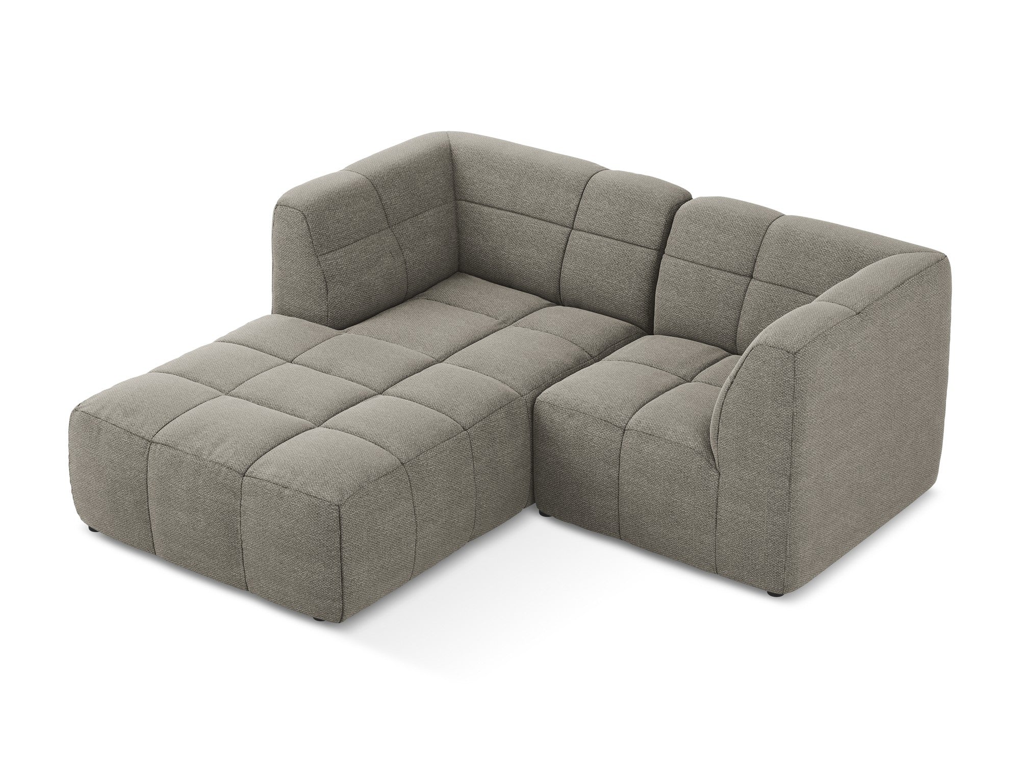 Left-facing modular sofa for 2 people ALOHA in gray boucle