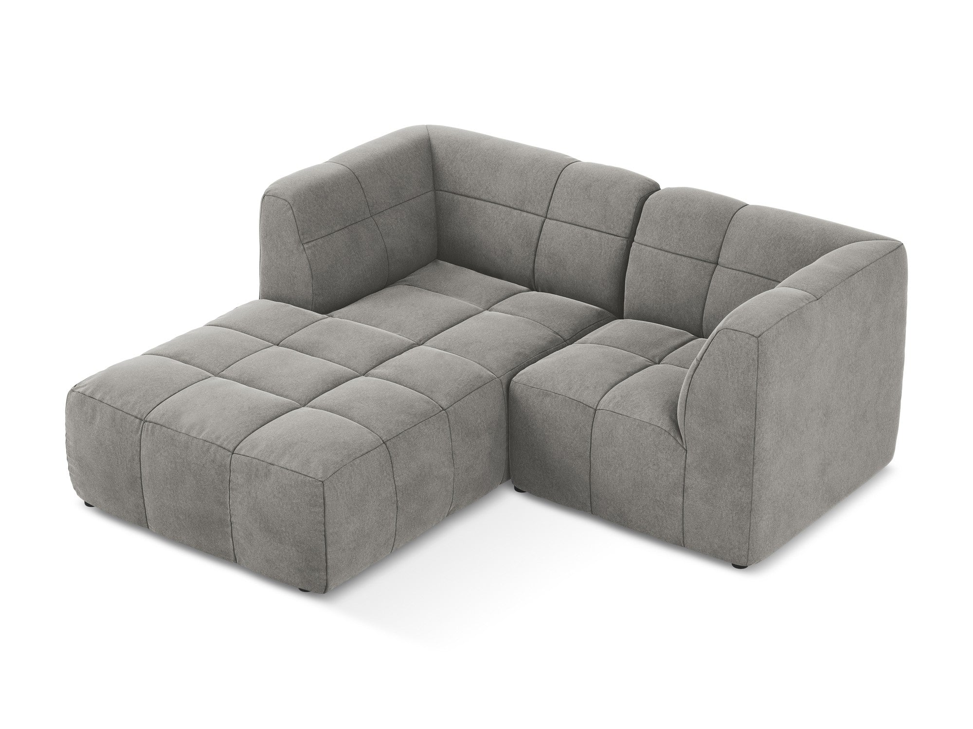 Modularer Samt-Ecksofa linksseitig für 2 Personen ALOHA grau