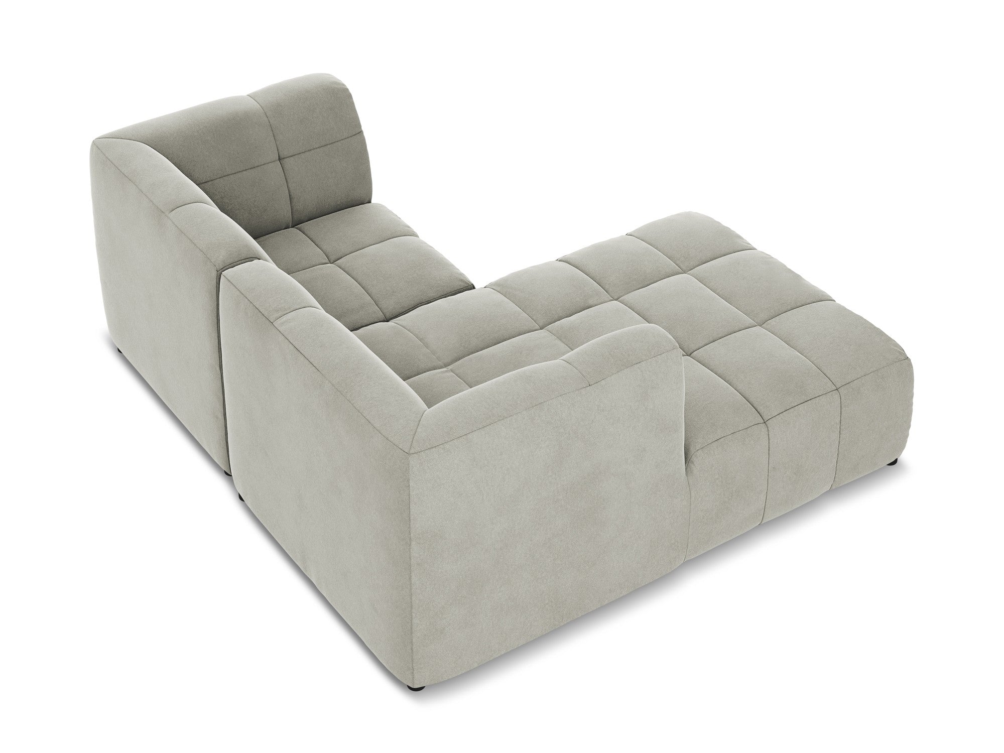 Left-facing velvet modular sofa for 2 people ALOHA light gray
