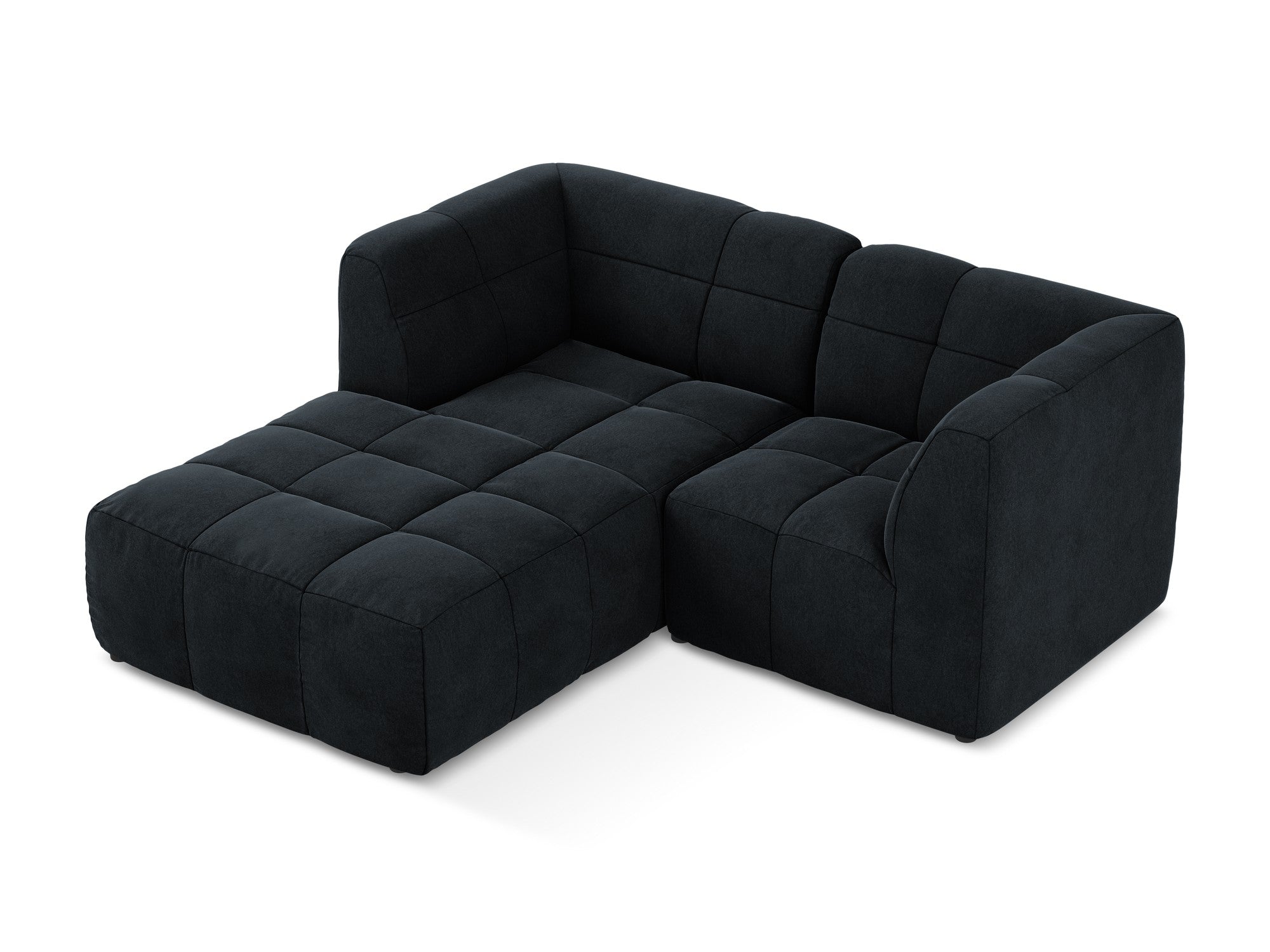 Modularer Samt-Ecksofa linksseitig für 2 Personen ALOHA königsblau