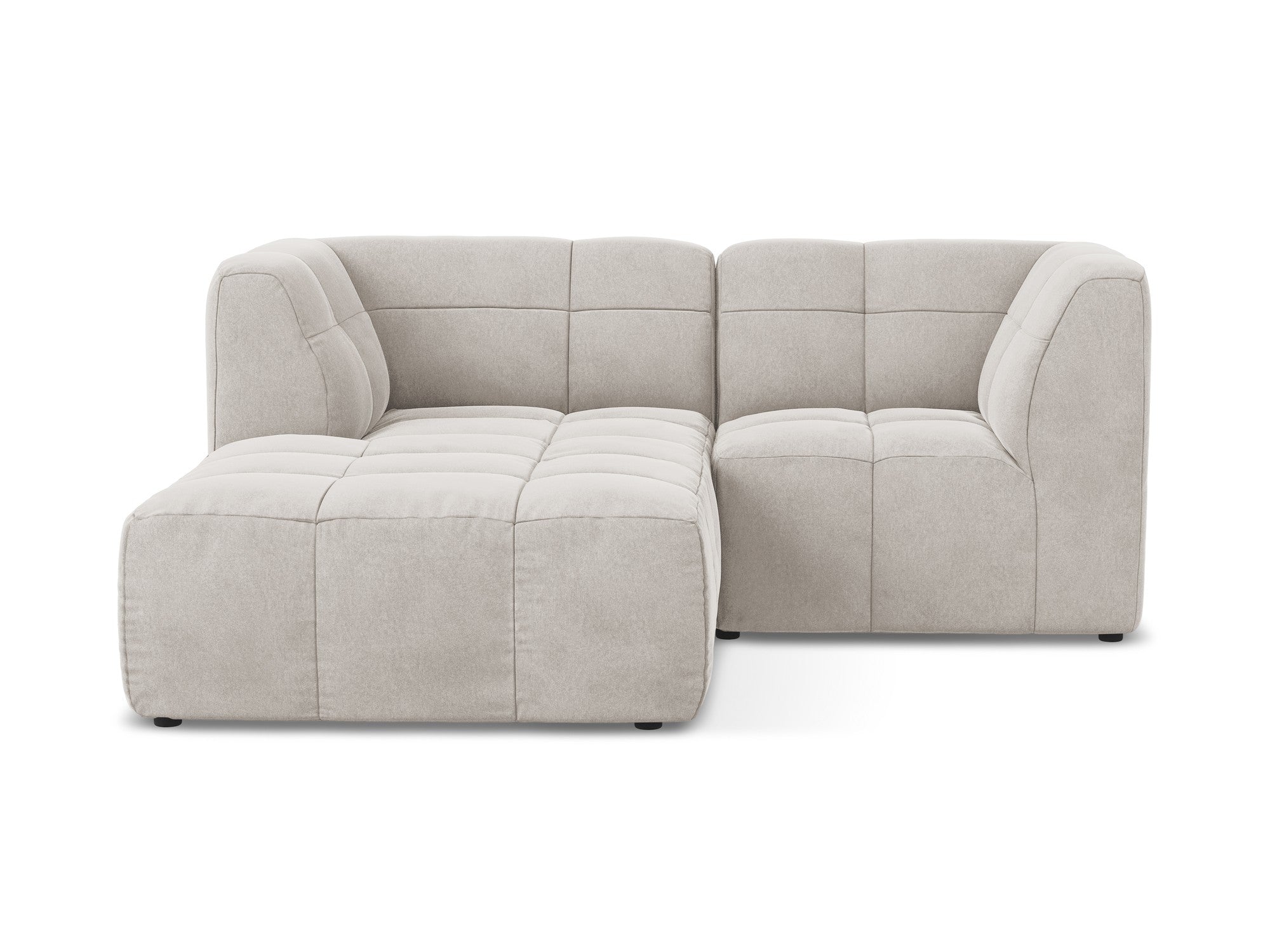 Left-facing velvet modular sofa for 2 people ALOHA in light beige