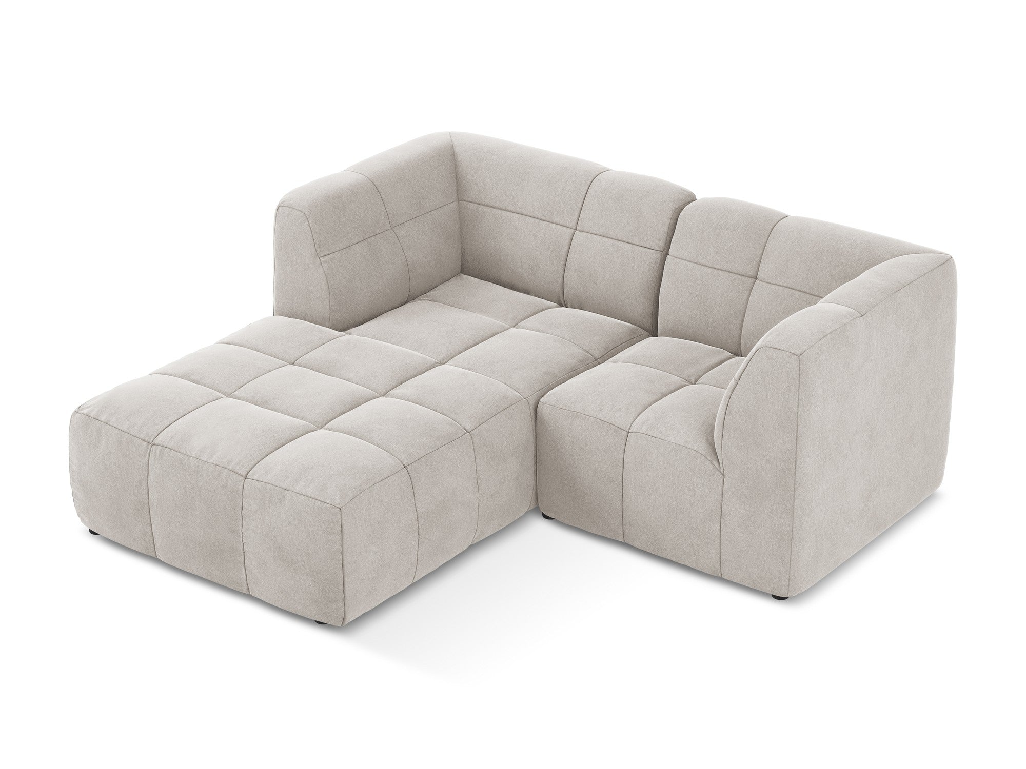 Left-facing velvet modular sofa for 2 people ALOHA in light beige