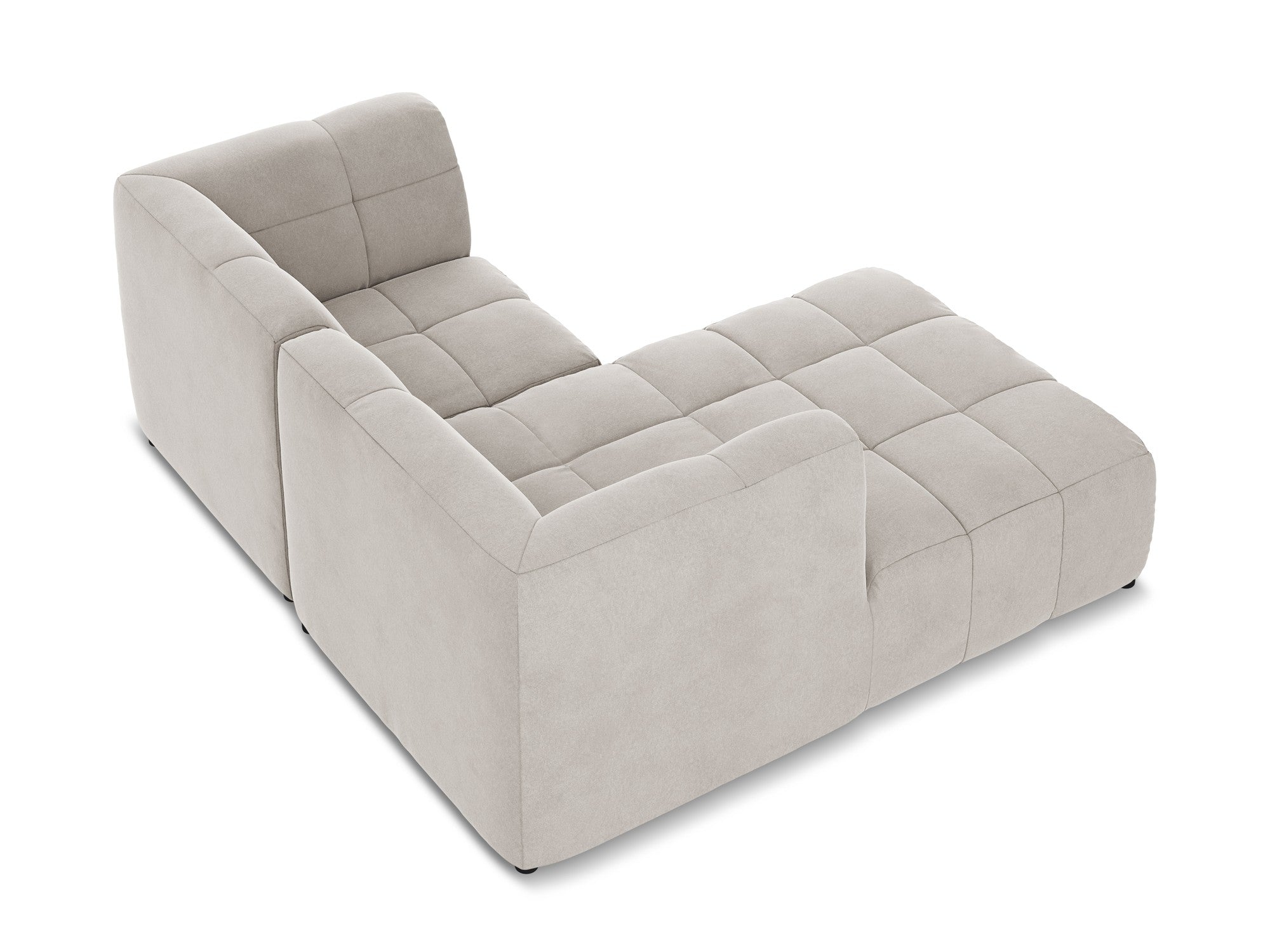 Left-facing velvet modular sofa for 2 people ALOHA in light beige