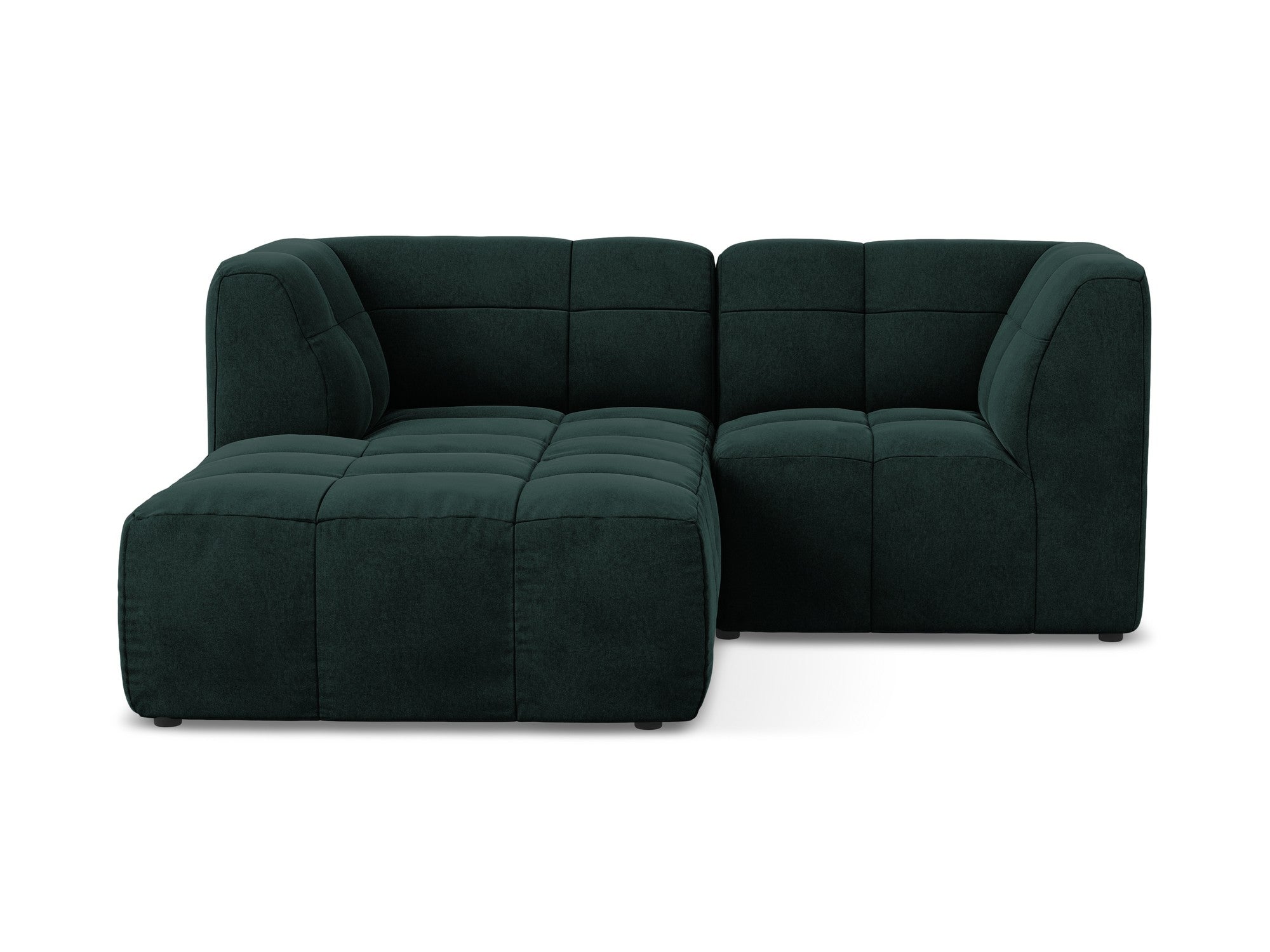 Modularer Samt-Ecksofa linksseitig für 2 Personen ALOHA graugrün