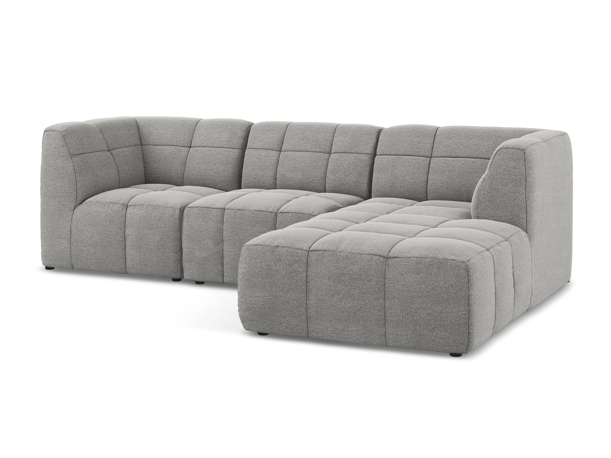 Modularer Ecksofa rechtsseitig 3-Sitzer ALOHA hellgrau Boucle