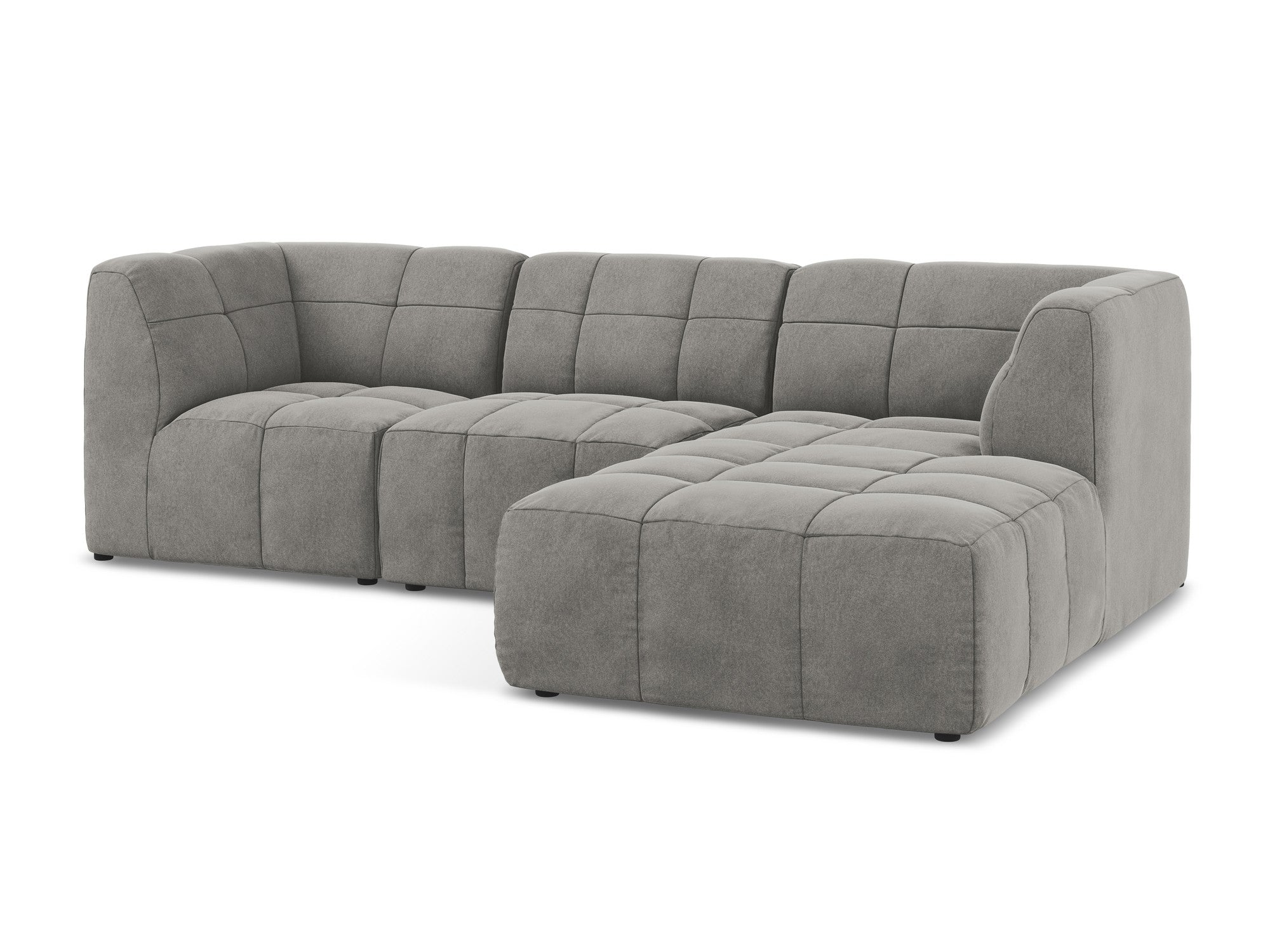 Modularer Samt-Ecksofa rechtsseitig 3-sitzig ALOHA grau
