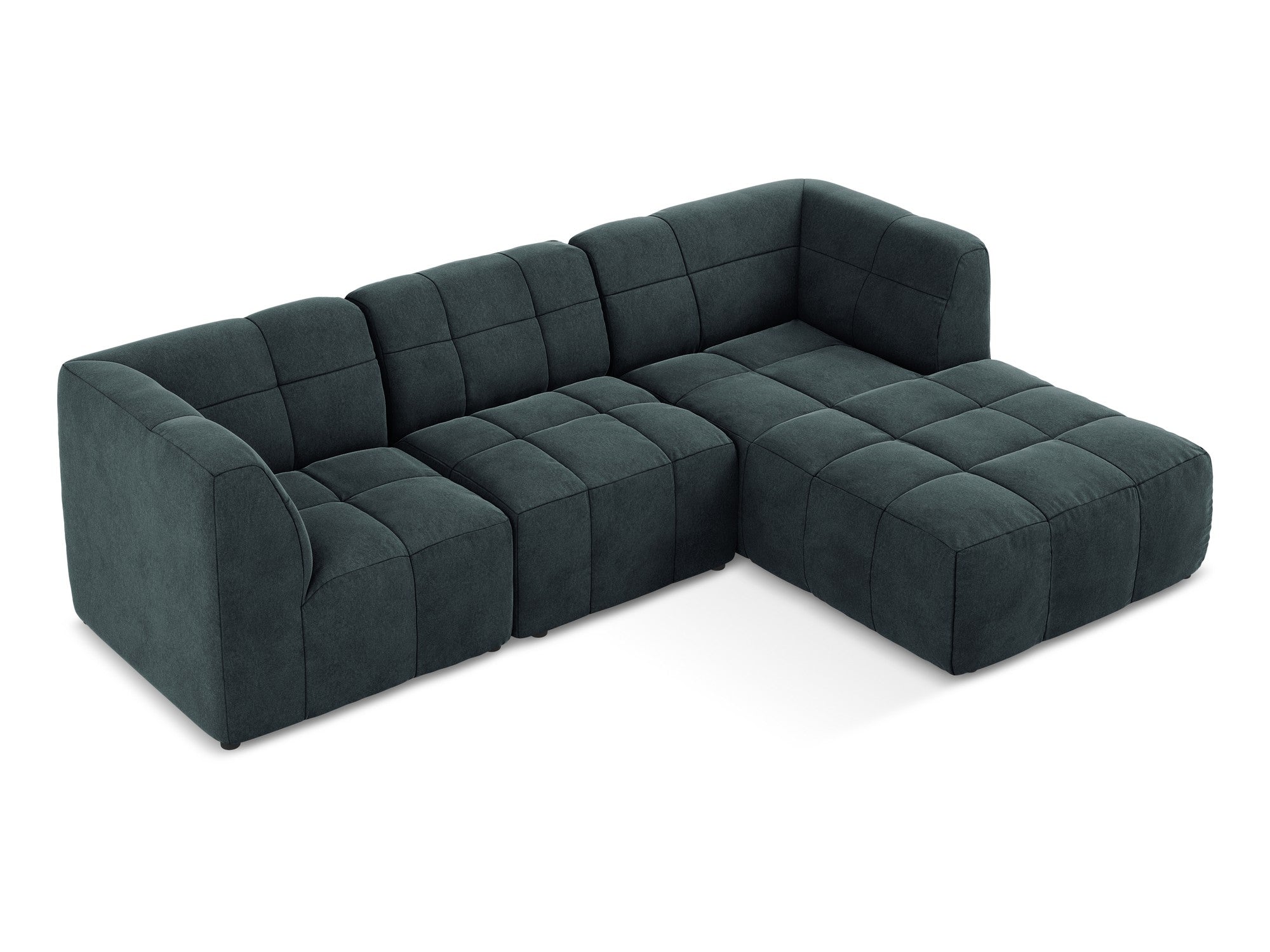 Modularer Samt-Ecksofa rechtsseitig für 3 Personen ALOHA in Meeresfarbe