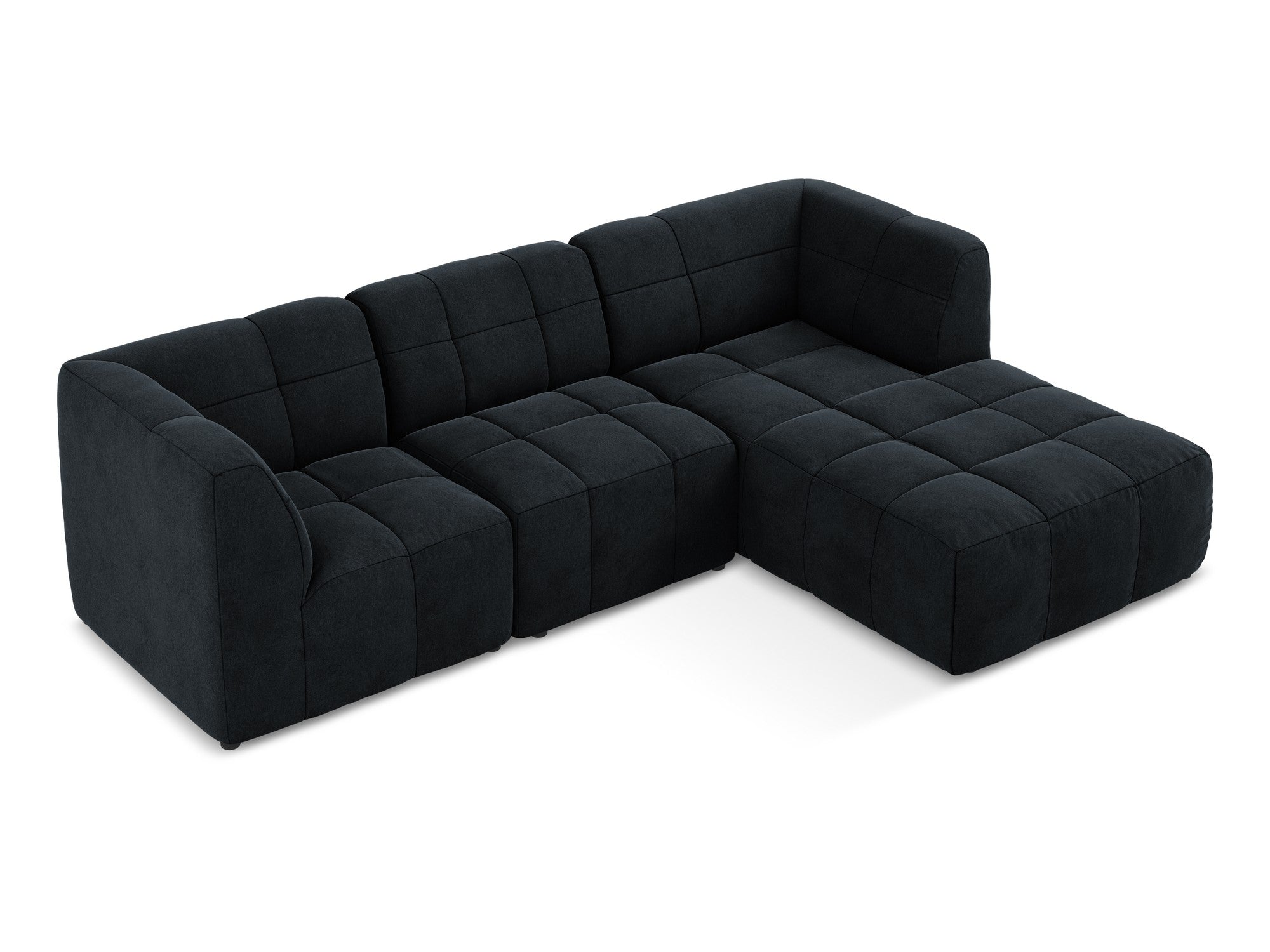Modularer Samt-Ecksofa rechtsseitig 3-sitzig ALOHA königsblau