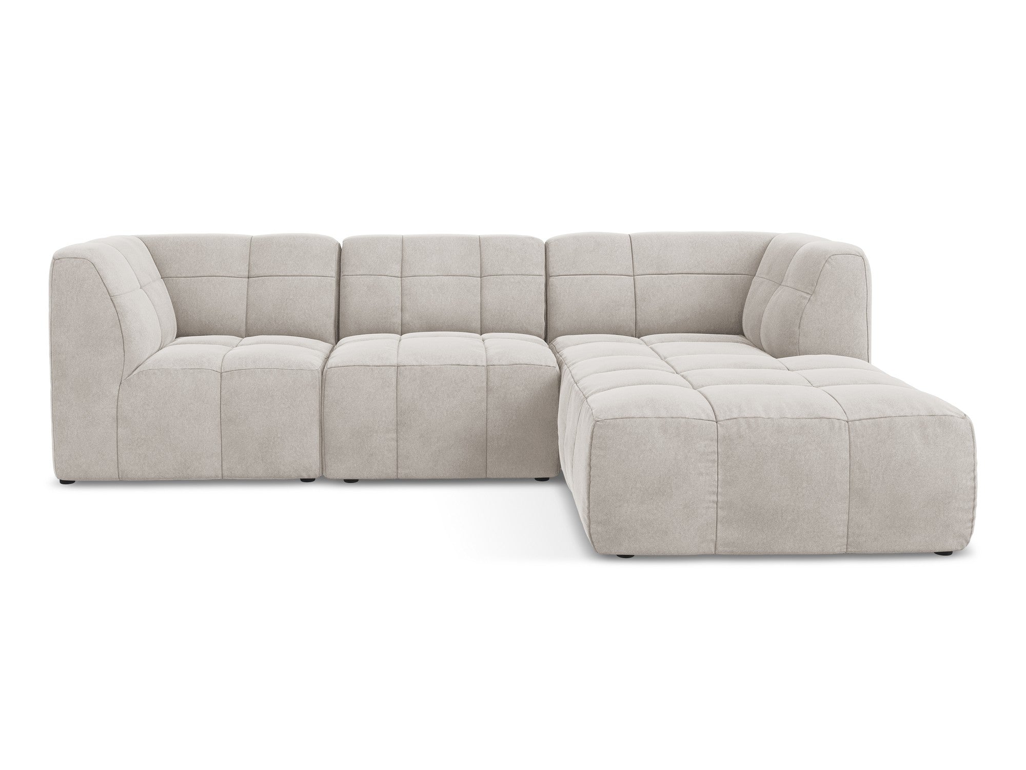 Right-facing modular velvet sofa for 3 people ALOHA light beige