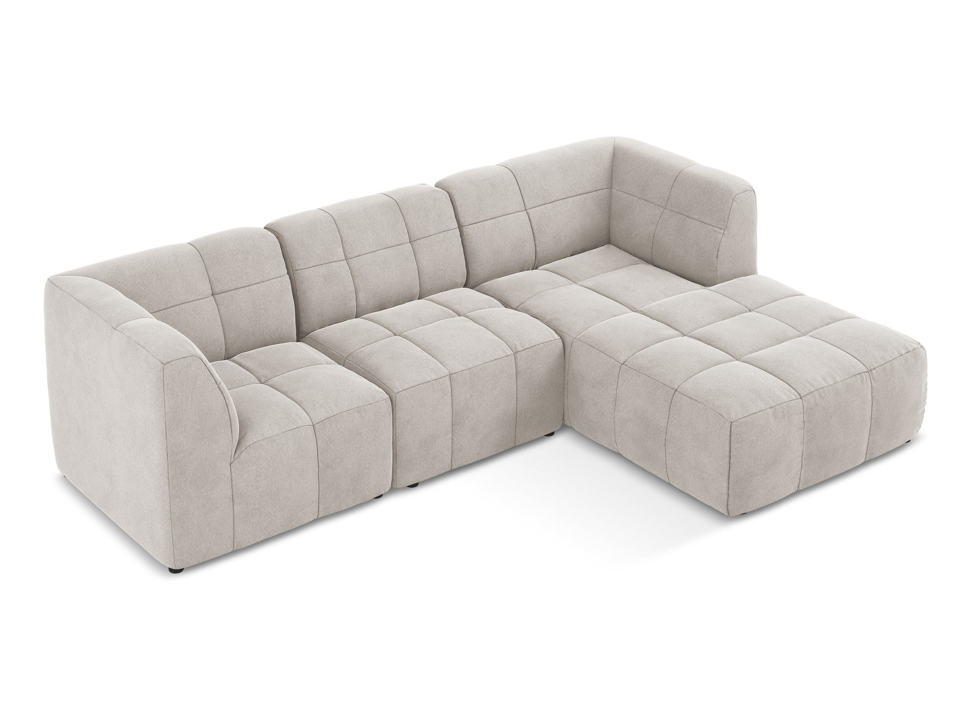 Right-facing modular velvet sofa for 3 people ALOHA light beige