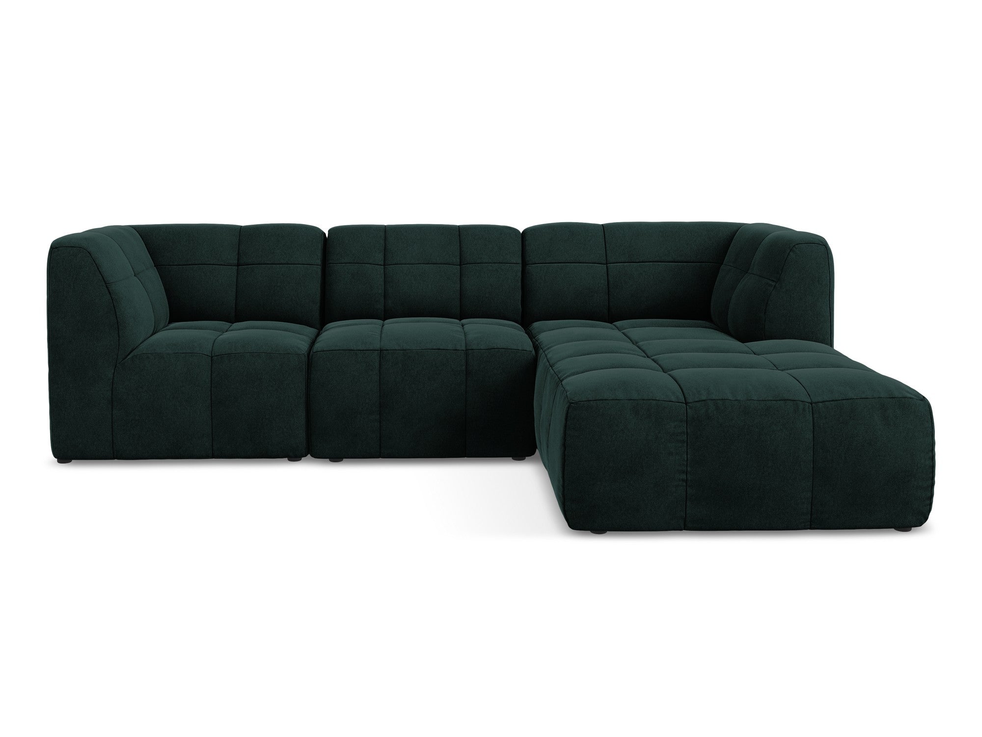 Modularer Samt-Ecksofa rechtsseitig 3-sitzig ALOHA graugrün