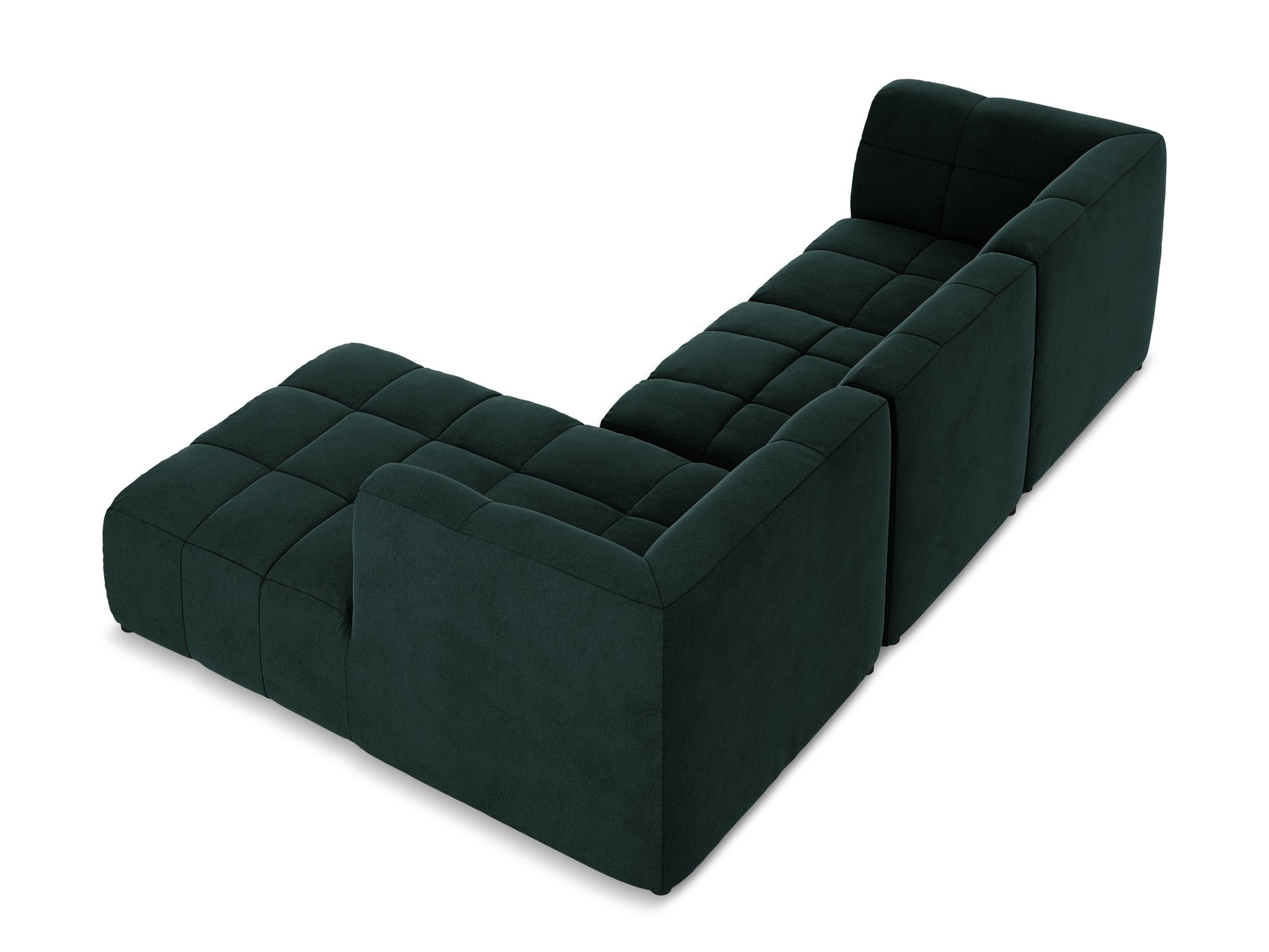 Modularer Samt-Ecksofa rechtsseitig 3-sitzig ALOHA graugrün