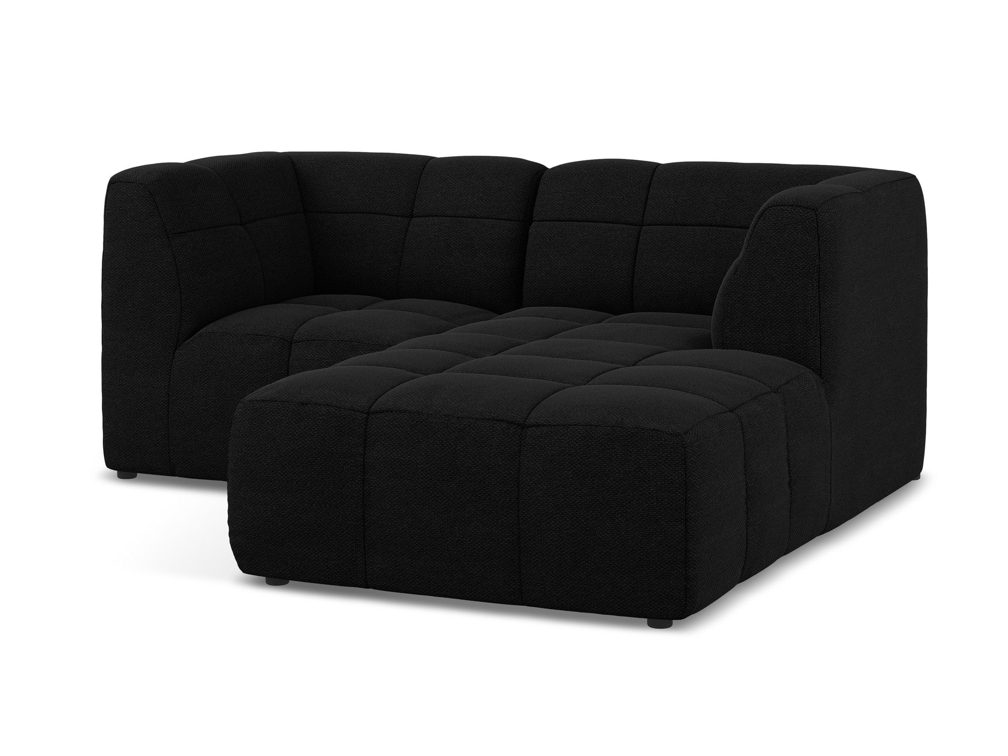 Right-facing modular 2-seater sofa ALOHA black boucle