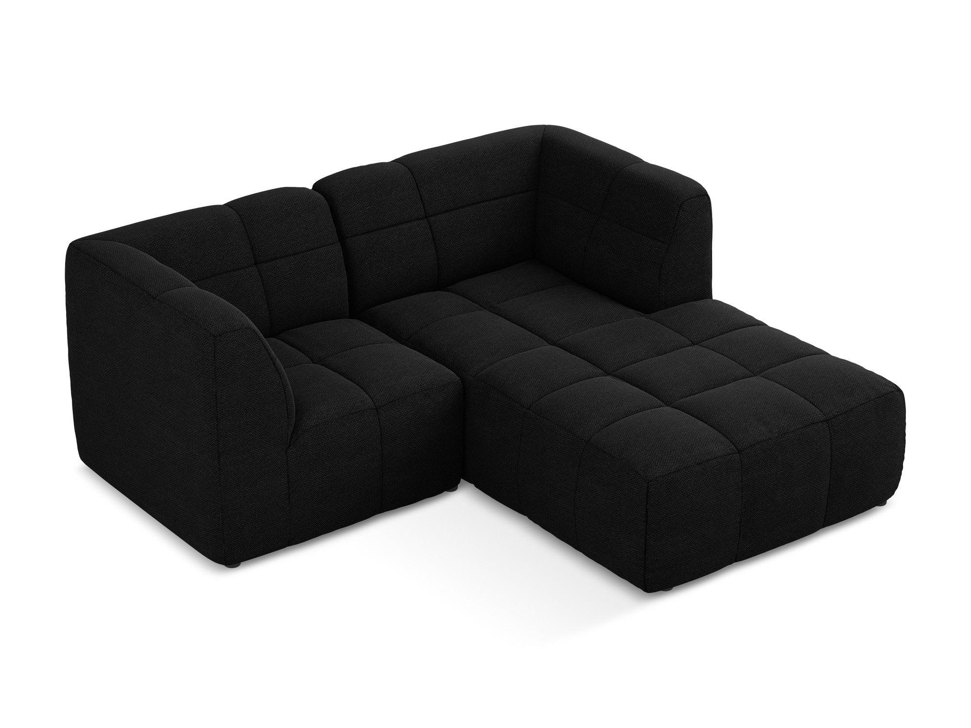 Right-facing modular 2-seater sofa ALOHA black boucle