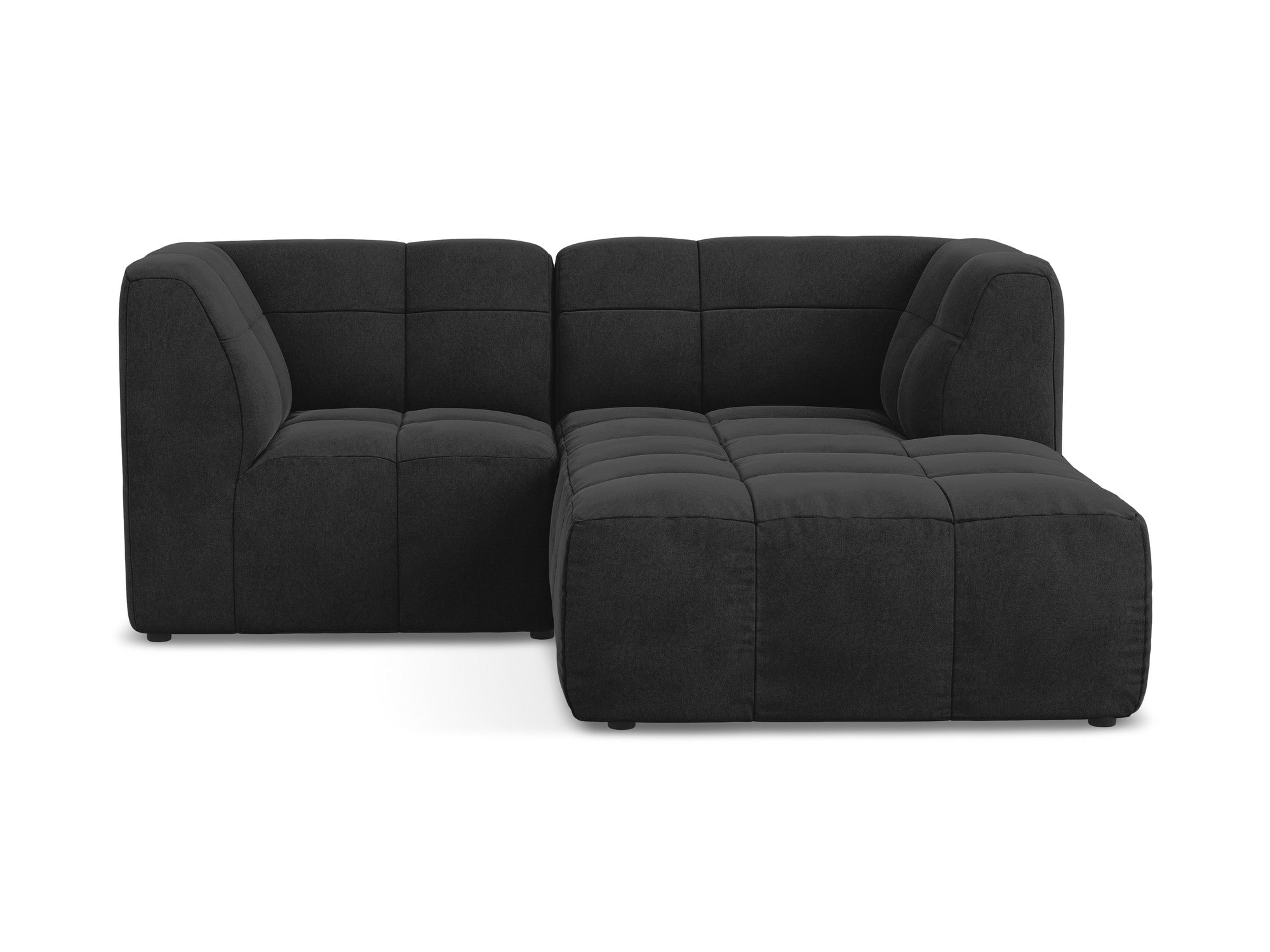 Modularer Samt-Ecksofa rechtsseitig für 2 Personen ALOHA schwarz