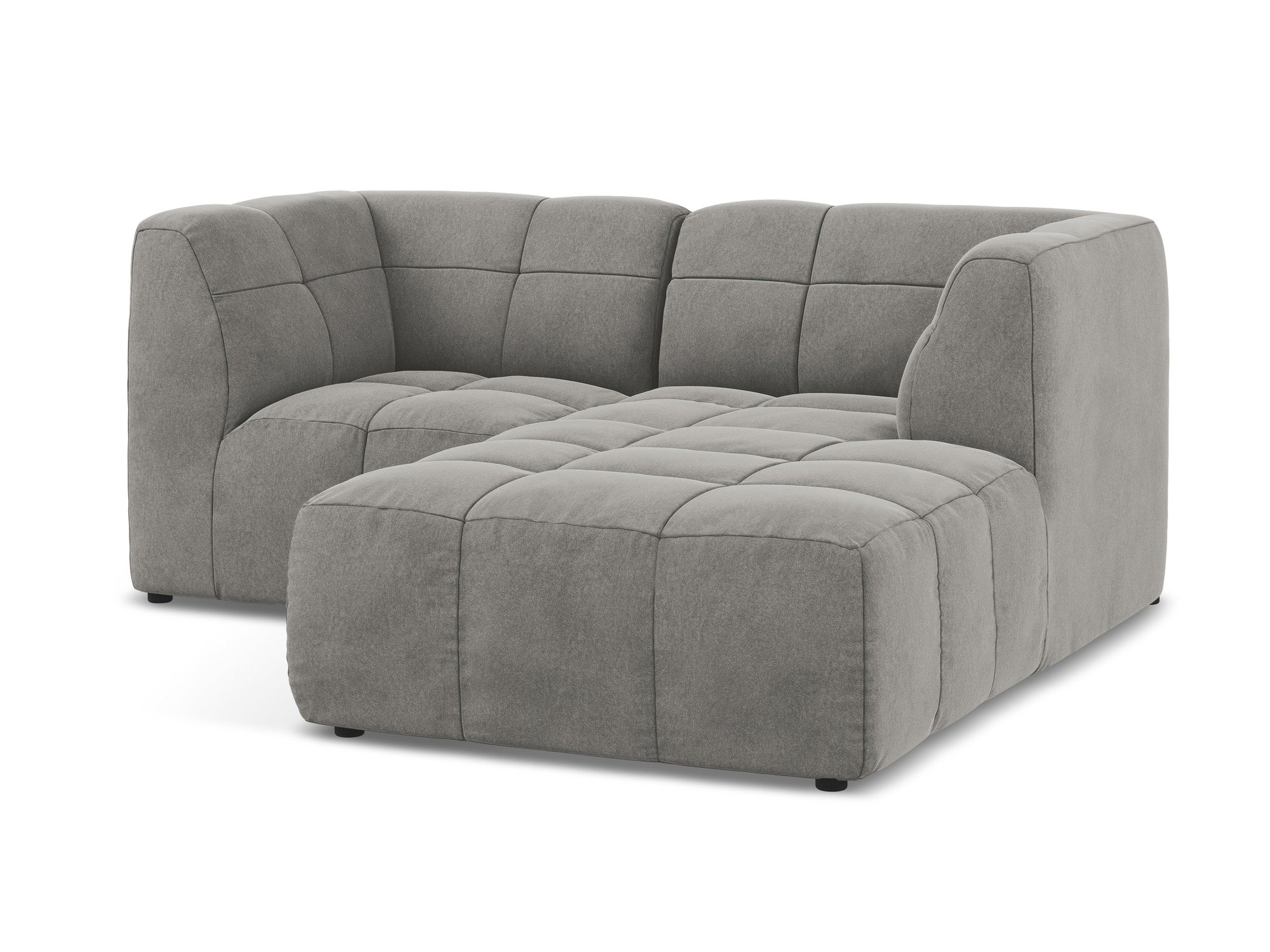 Modularer Samt-Ecksofa rechtsseitig für 2 Personen ALOHA grau