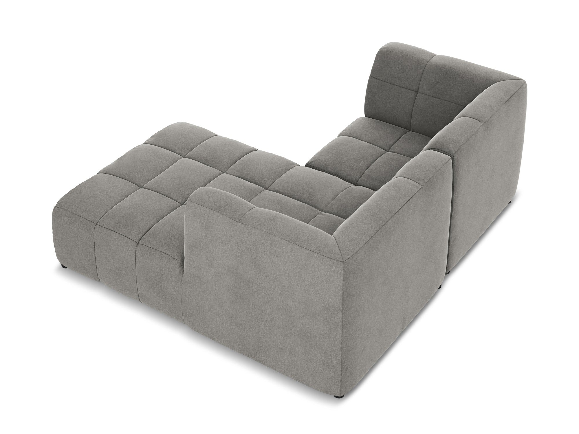 Modularer Samt-Ecksofa rechtsseitig für 2 Personen ALOHA grau