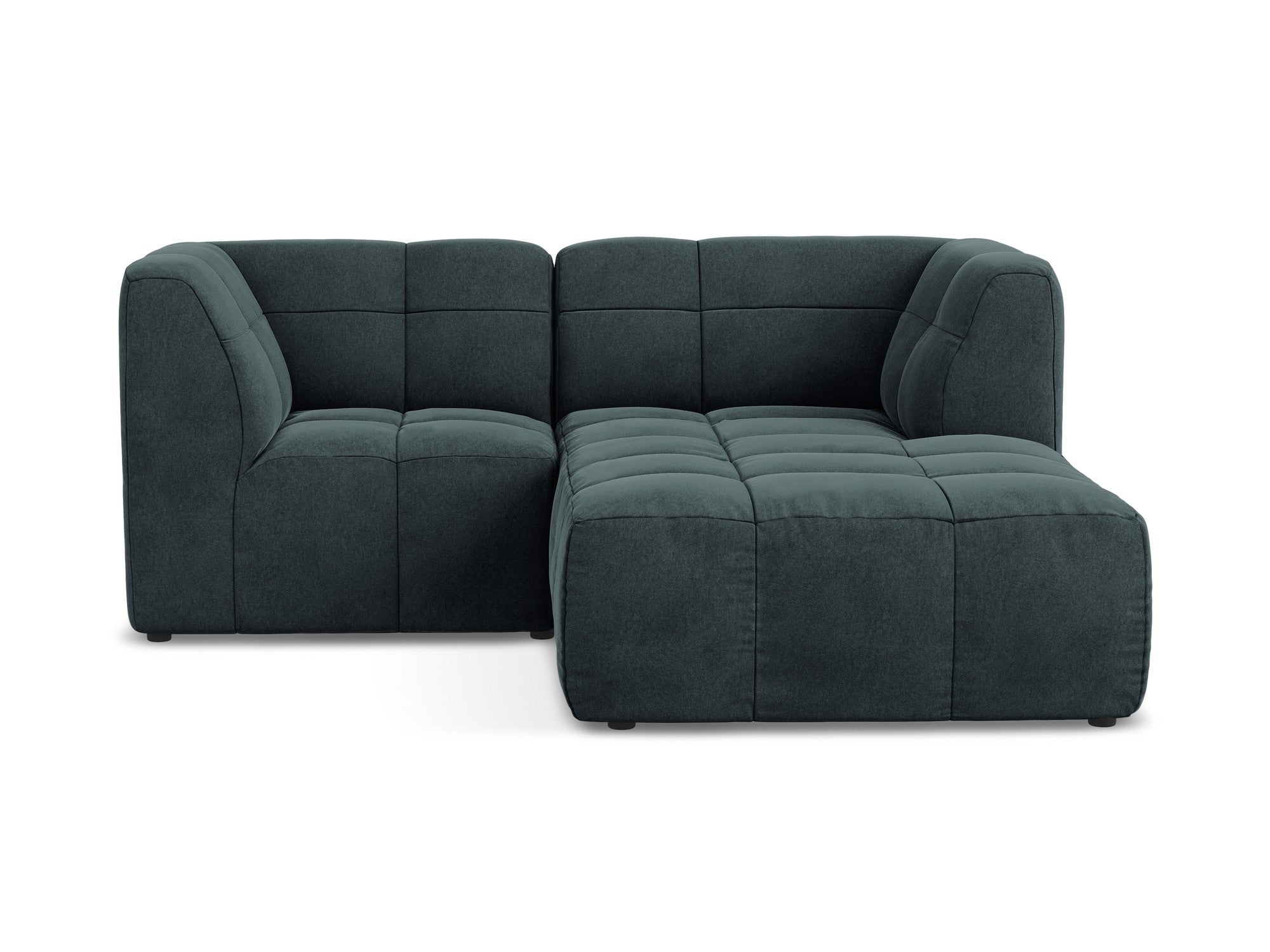 Modularer Samt-Ecksofa rechtsseitig für 2 Personen ALOHA in Meeresgrün