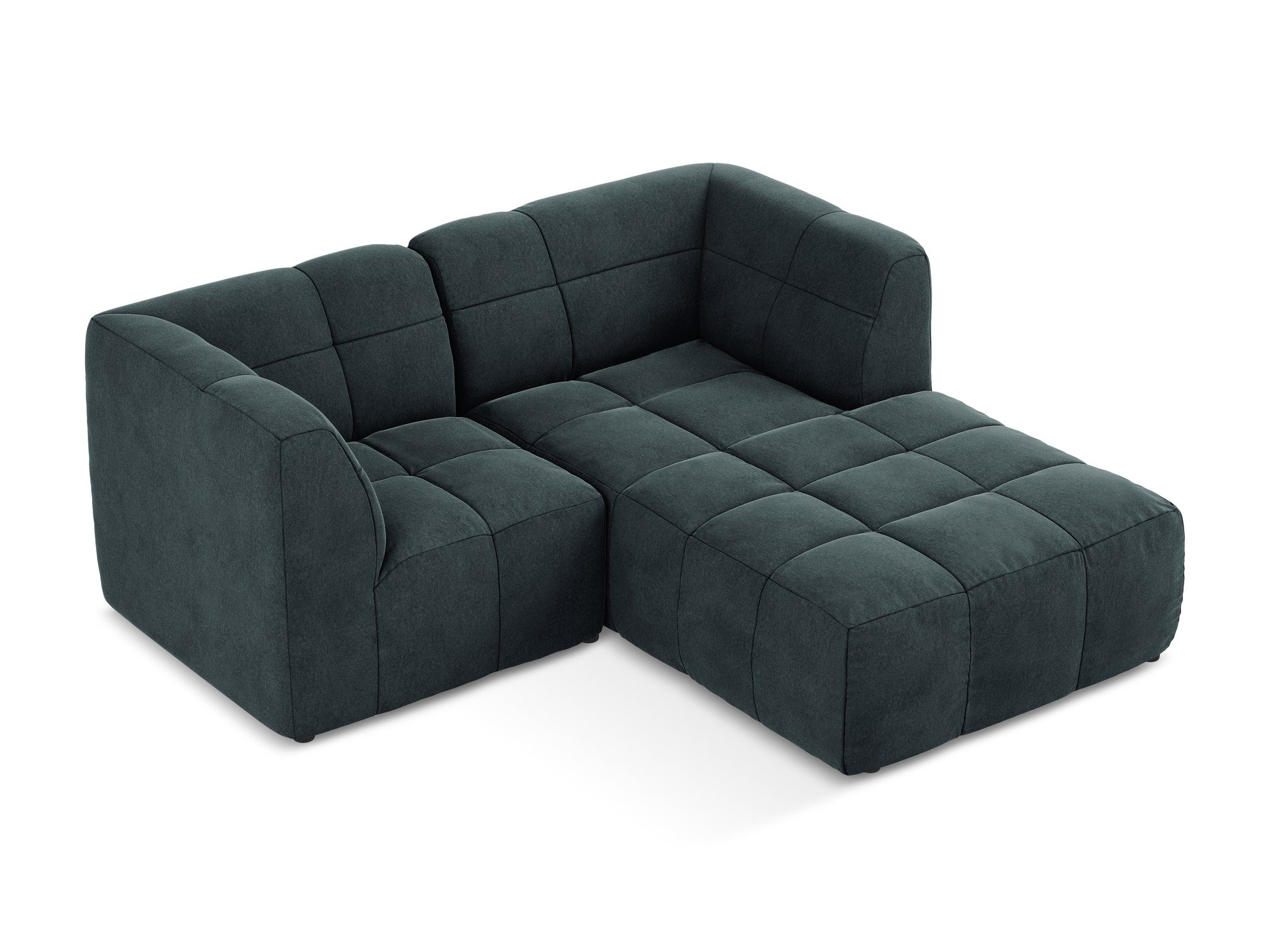 Modularer Samt-Ecksofa rechtsseitig für 2 Personen ALOHA in Meeresgrün