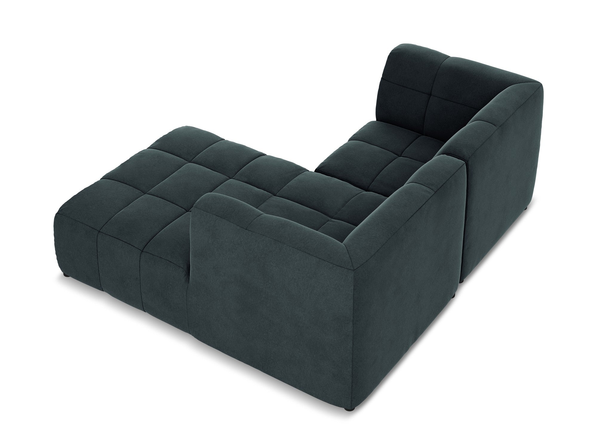 Modularer Samt-Ecksofa rechtsseitig für 2 Personen ALOHA in Meeresgrün