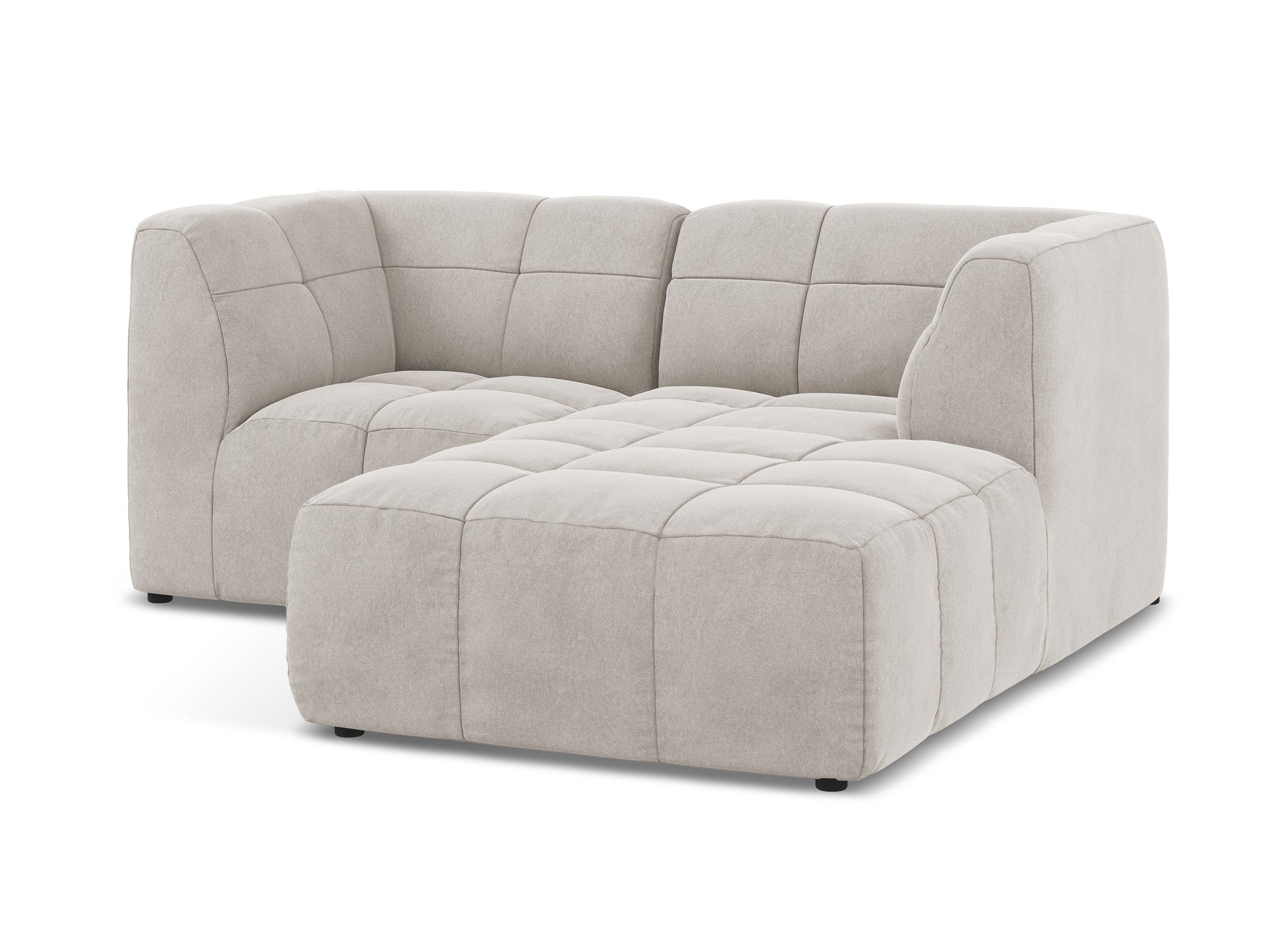 Right-facing velvet modular sofa for 2 people ALOHA light beige