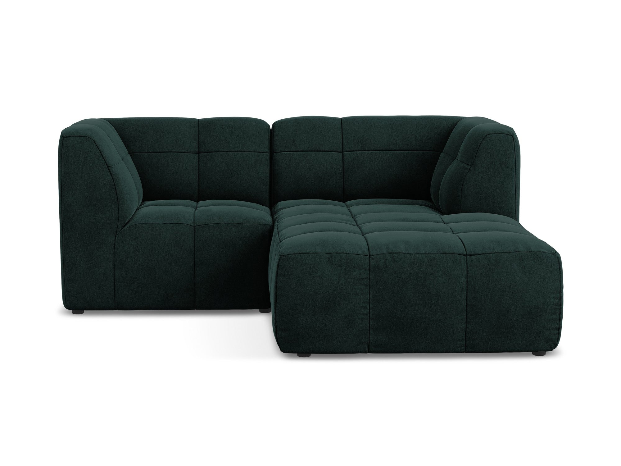 Modulaire fluwelen hoekbank rechts 2-zits ALOHA grijs-groen