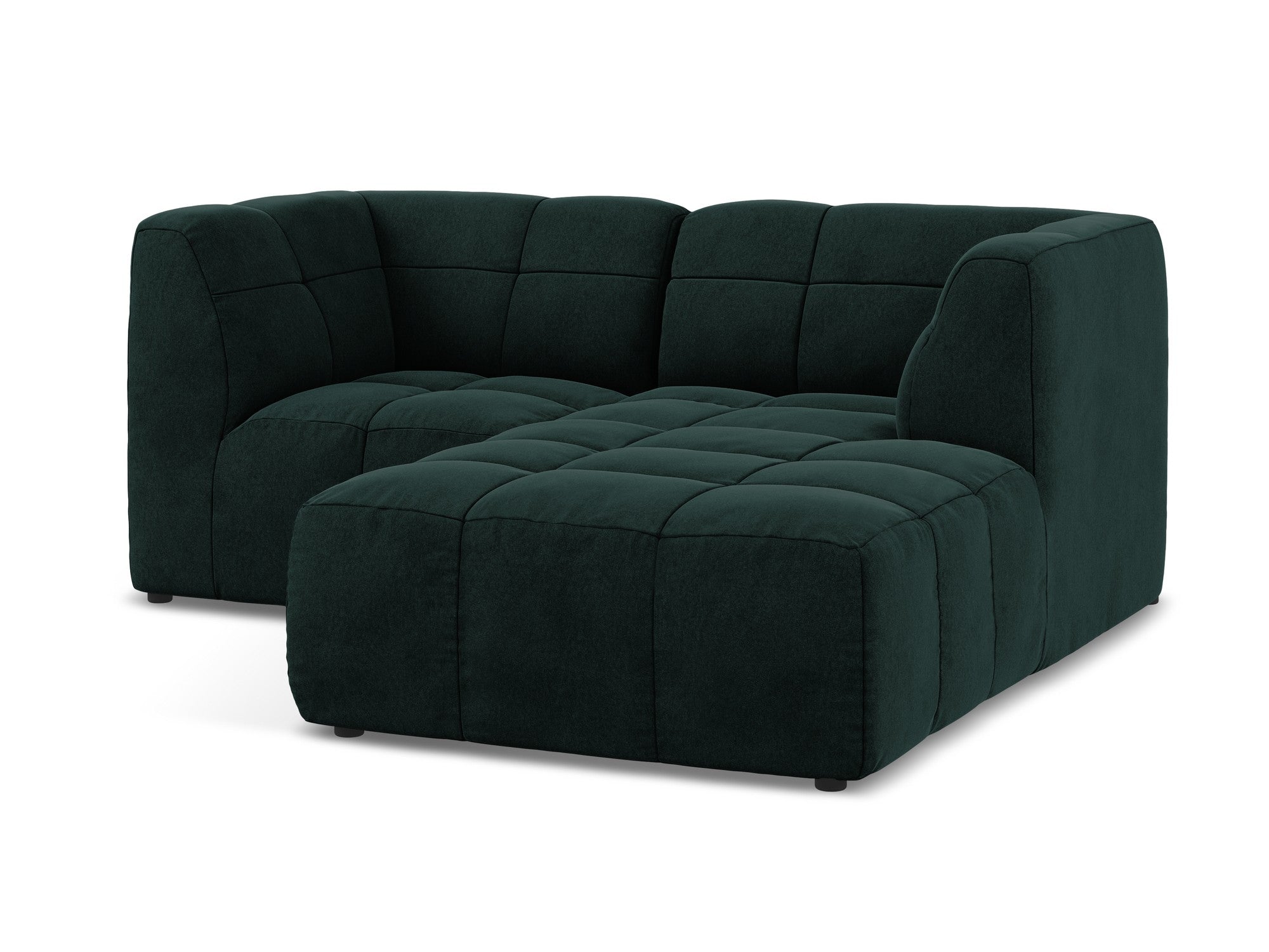 Modulaire fluwelen hoekbank rechts 2-zits ALOHA grijs-groen