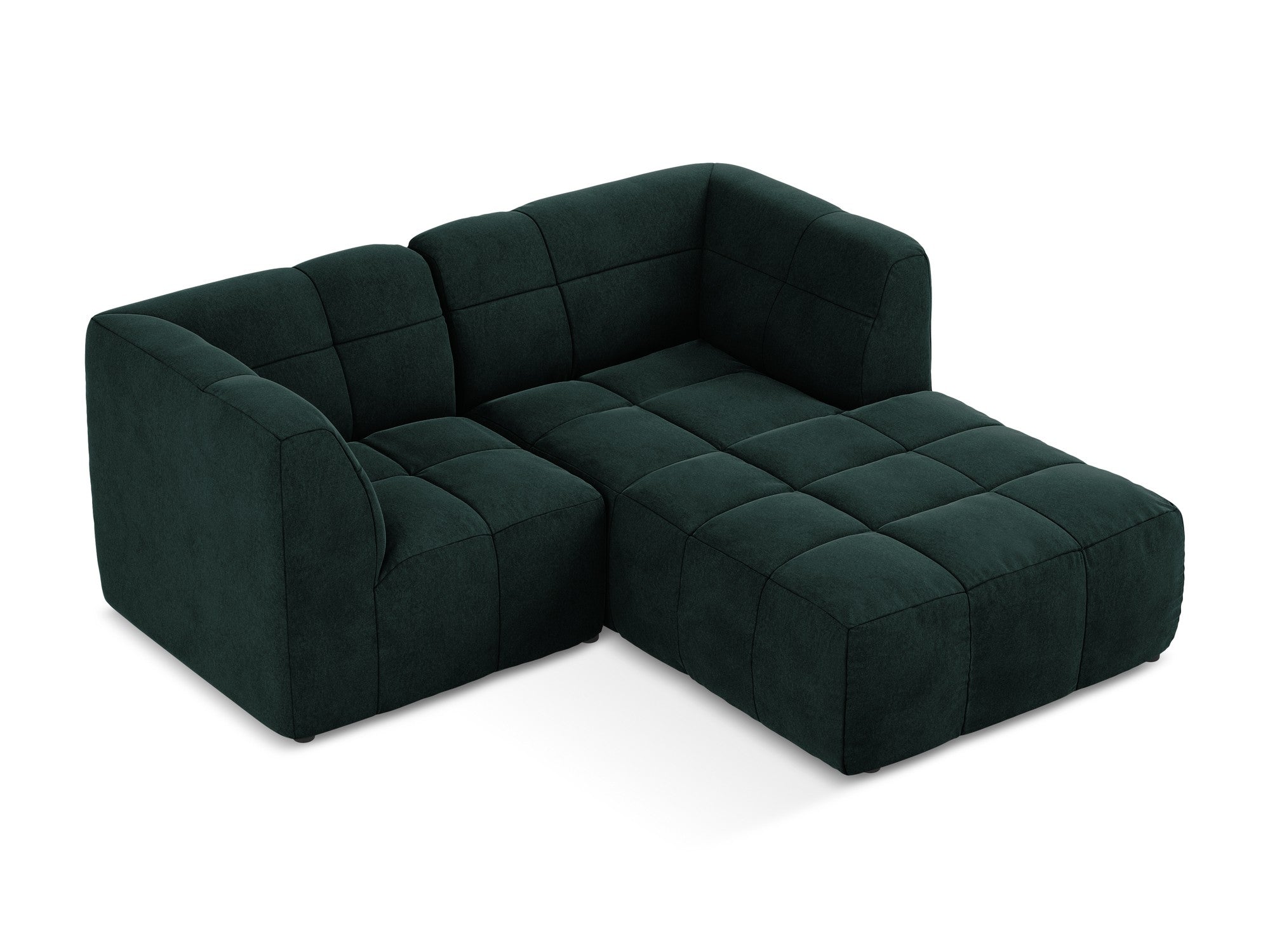 Modulaire fluwelen hoekbank rechts 2-zits ALOHA grijs-groen