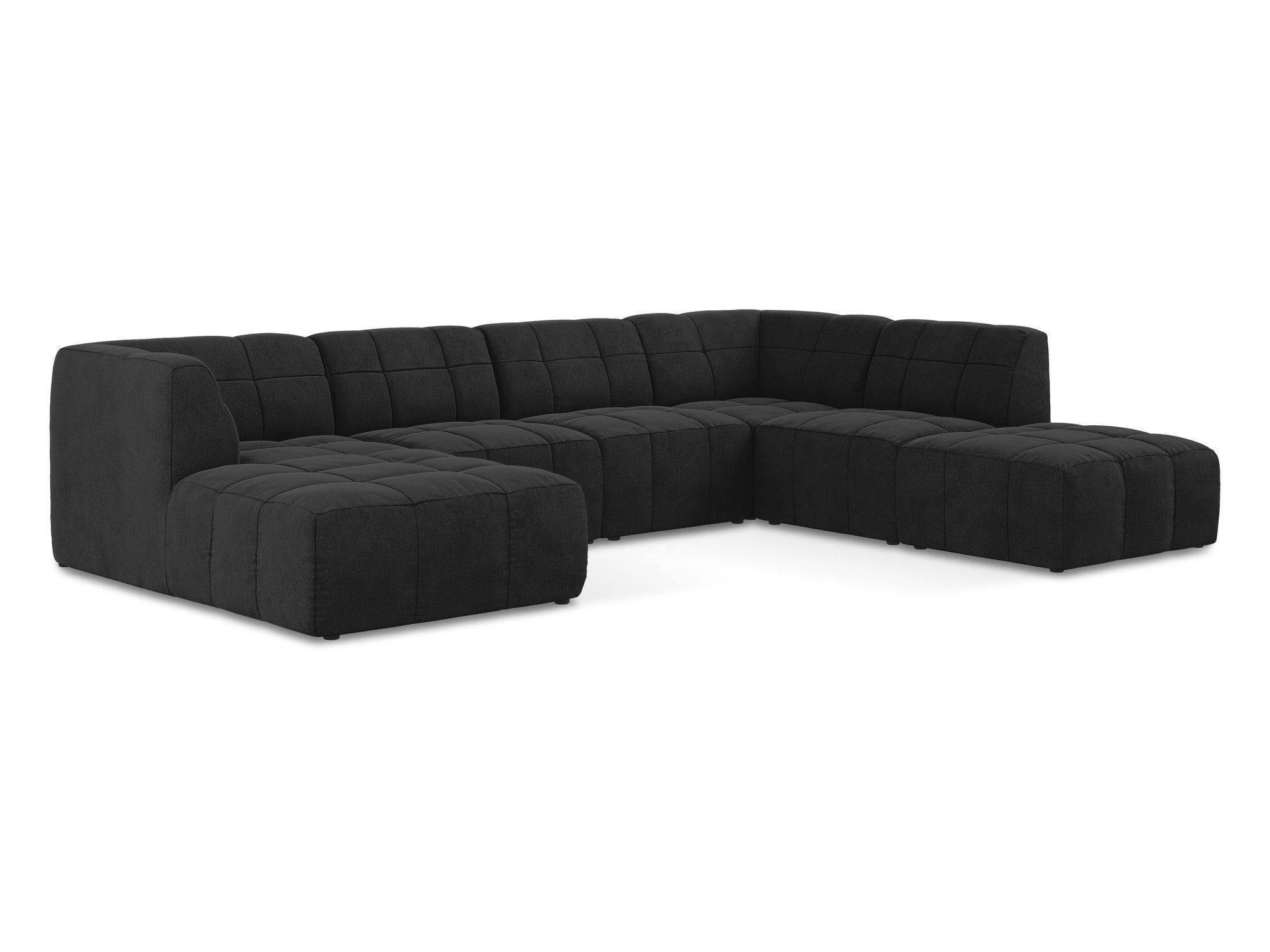 Modularer, panoramischer Samt-Ecksofa ALOHA schwarz