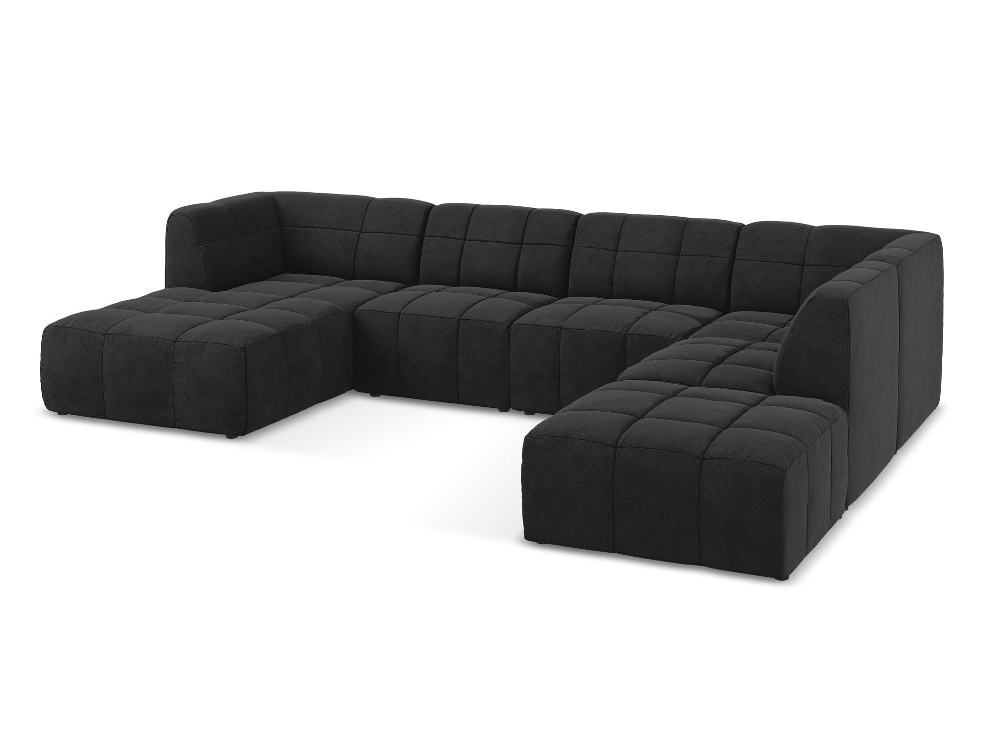 Modularer, panoramischer Samt-Ecksofa ALOHA schwarz