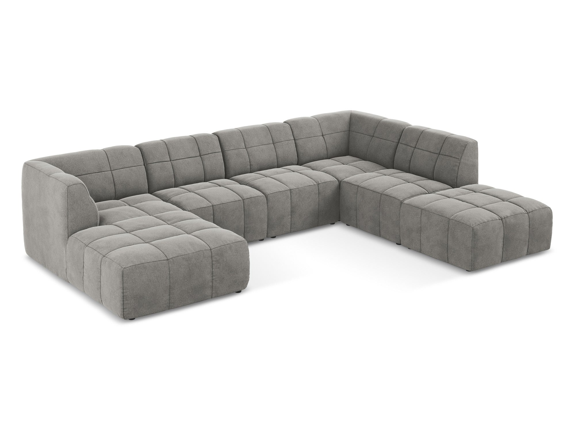 Modularer panoramischer Samt-Ecksofa ALOHA grau